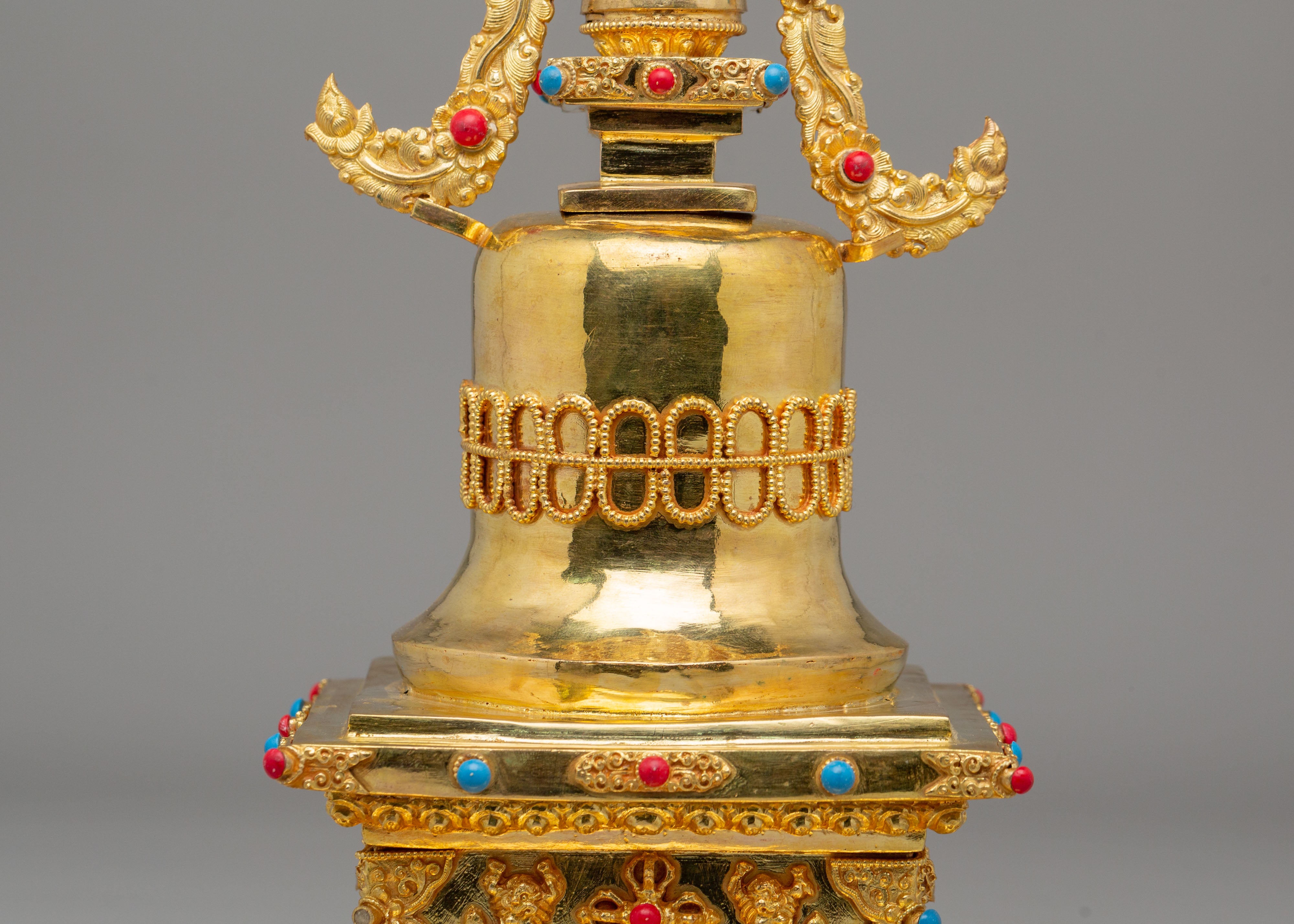 Handcrafted Gold Plated Parinirvana Stupa | Tibetan Sacred Symbol