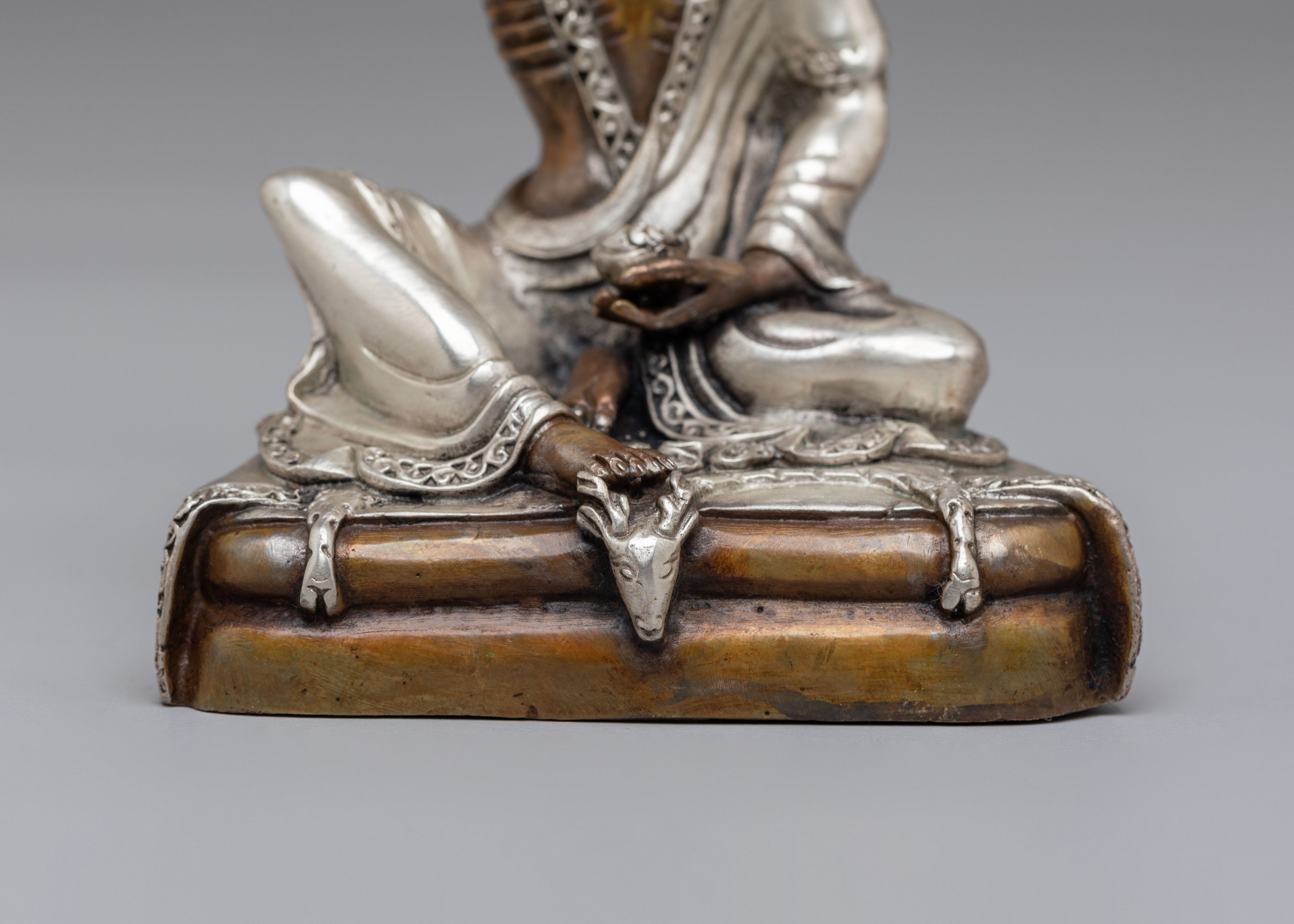 Himalayan Yogi Milarepa Statue | Handmade Oxidized Copper Artwork