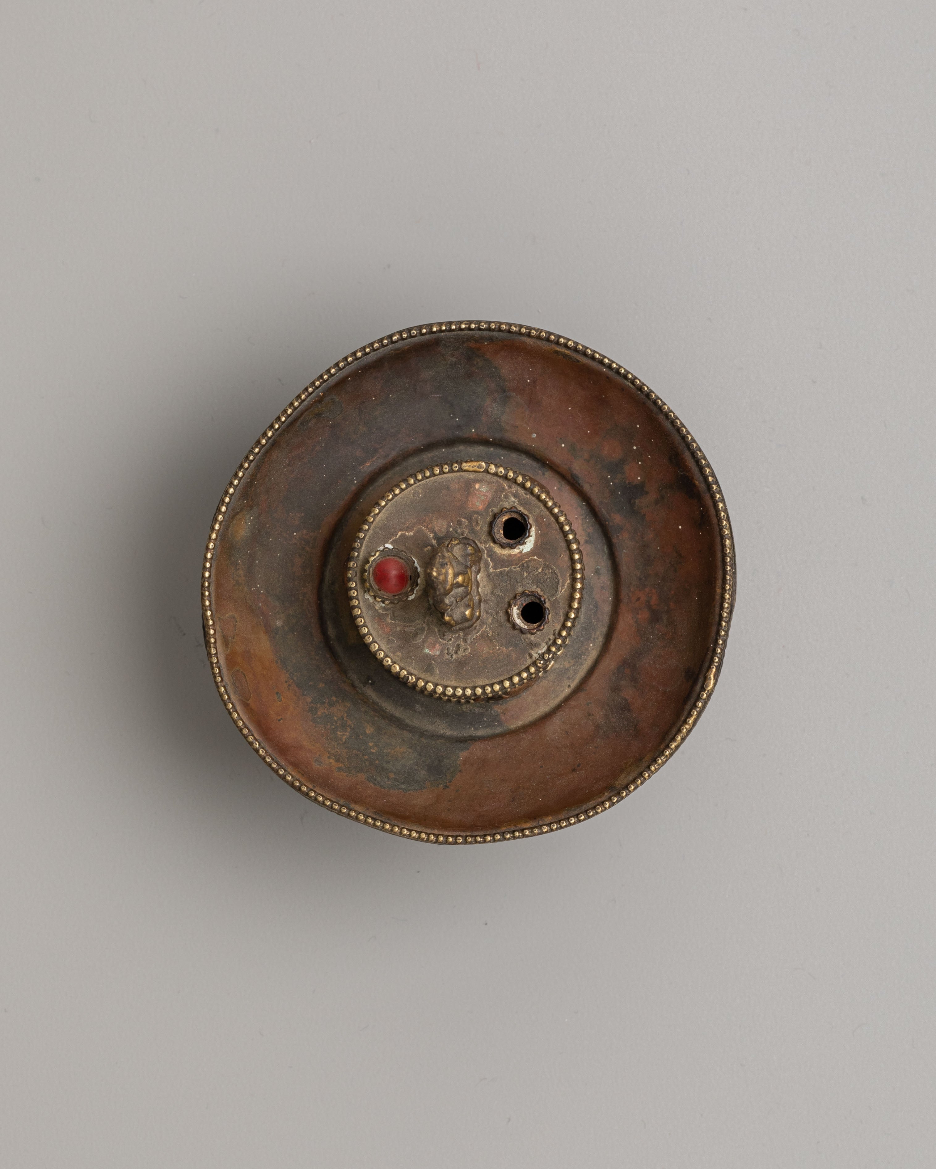 Decorative Himalayan Incense Holder | Copper Vessel with Amitabha Buddha