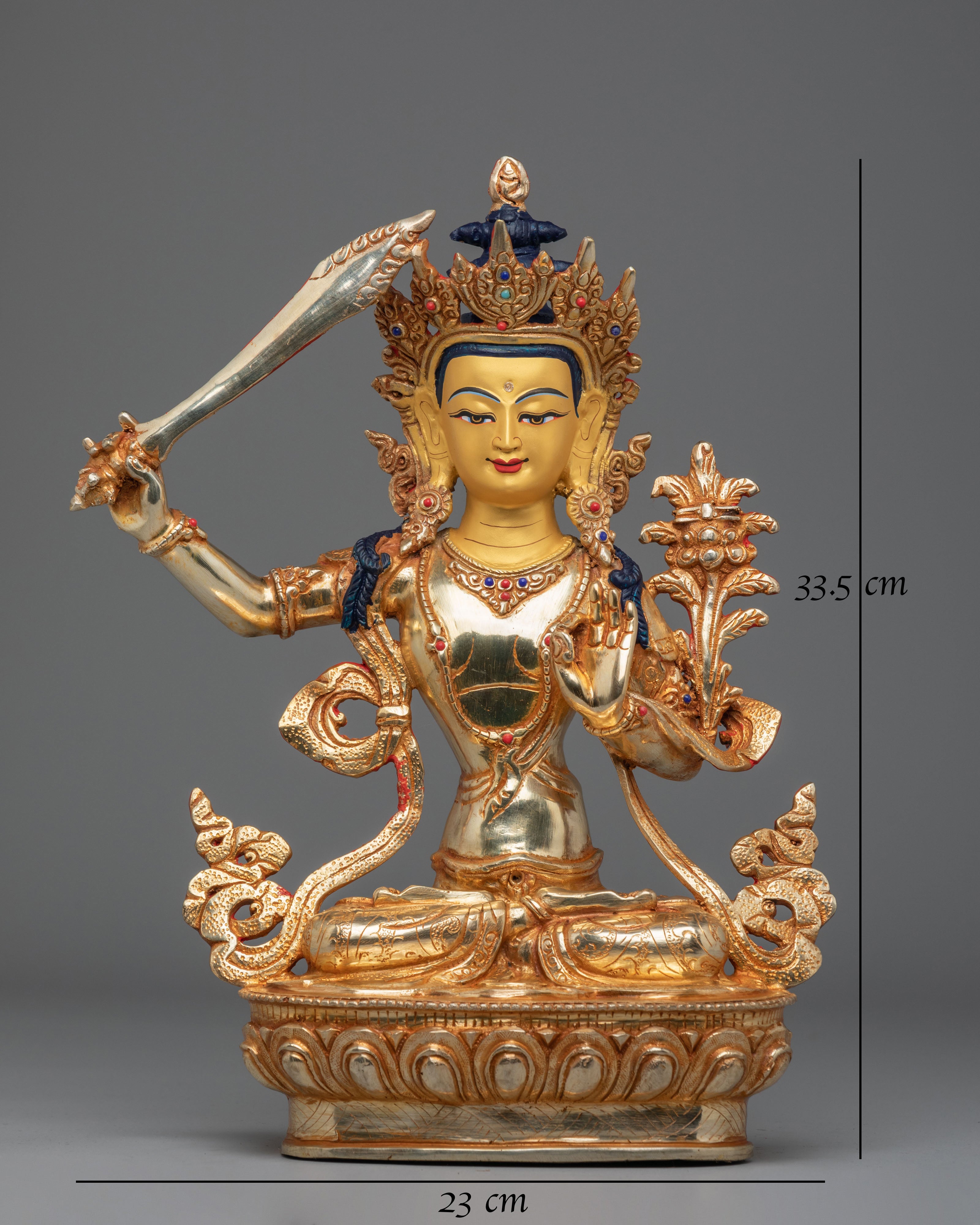 Handmade Manjushri Bodhisattva Sculpture | Wisdom Deity Statue