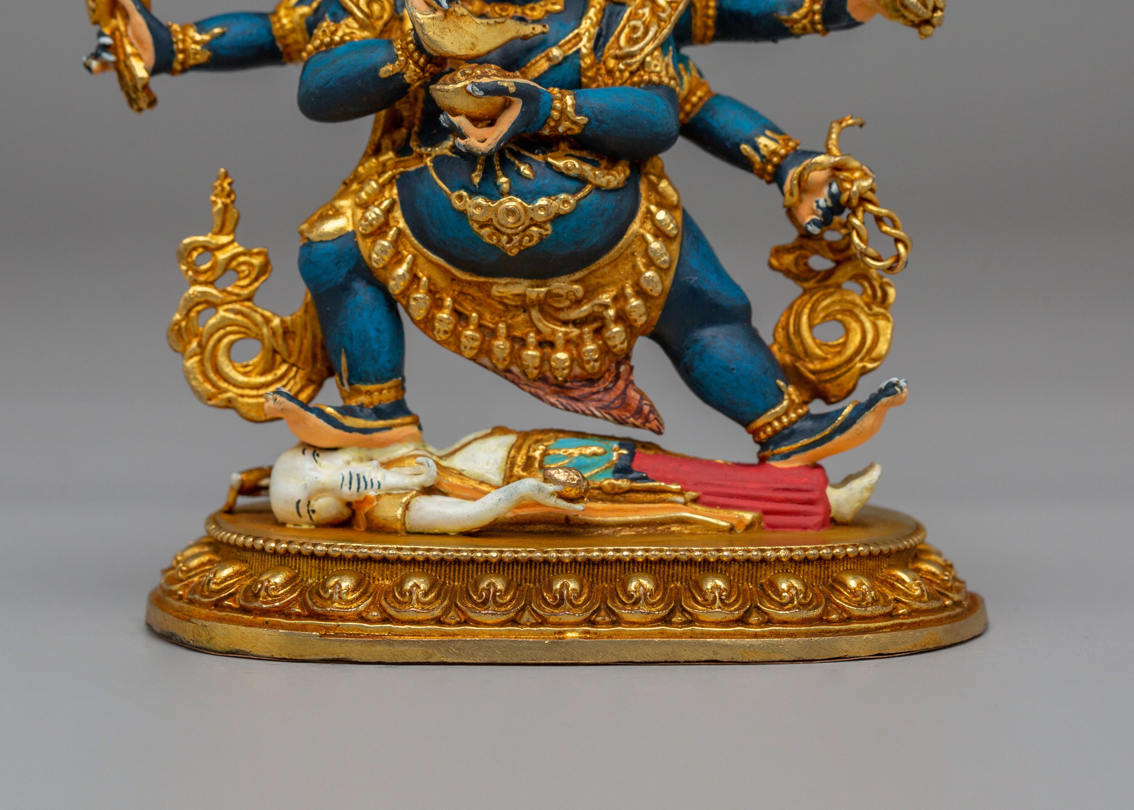 Sacred Six-Armed Mahakala Statue | Traditional Tibetan Buddhist Artwork