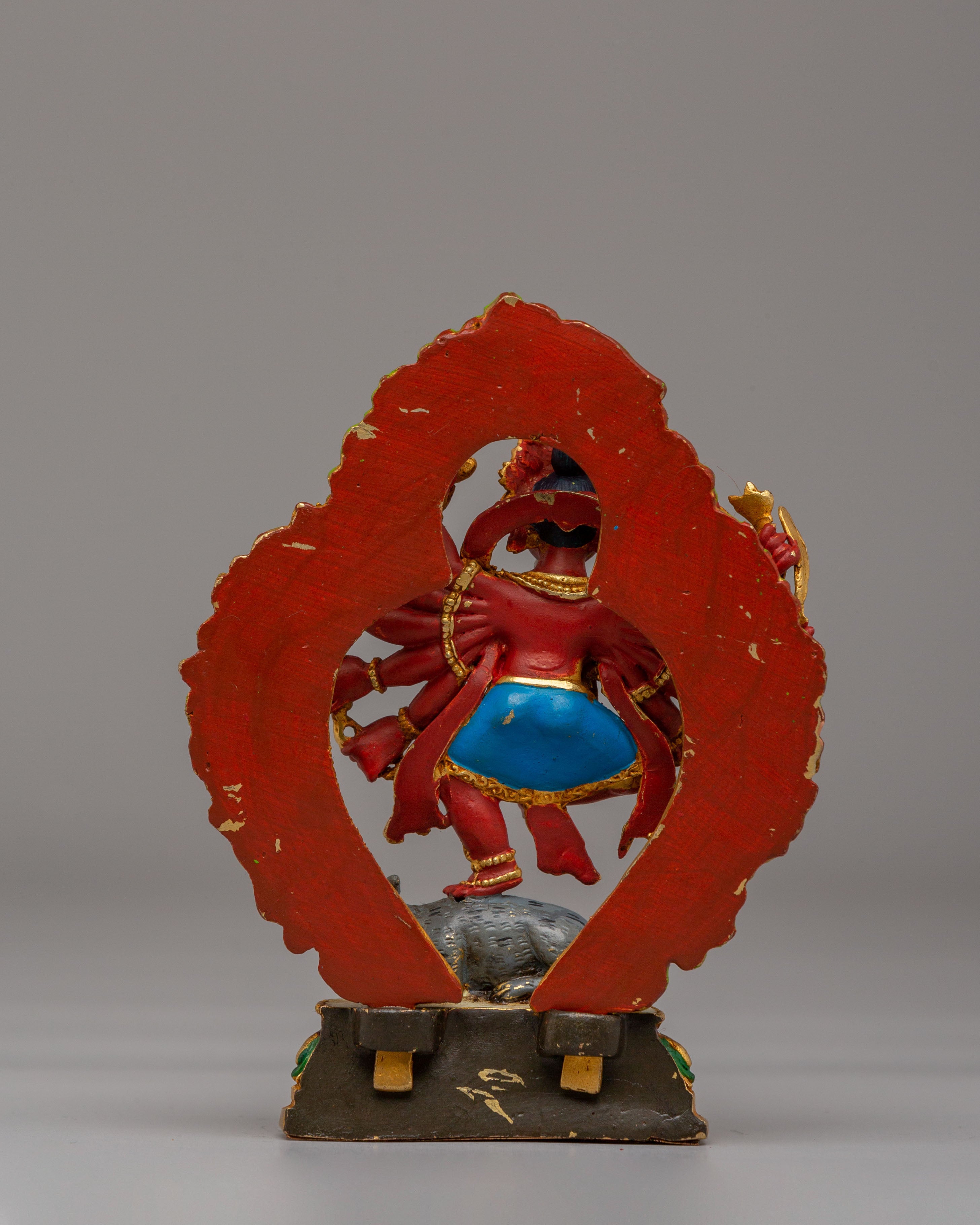 Sacred 12-Armed Maha Rakta Ganesha Statue | Multi-Armed Hindu Deity