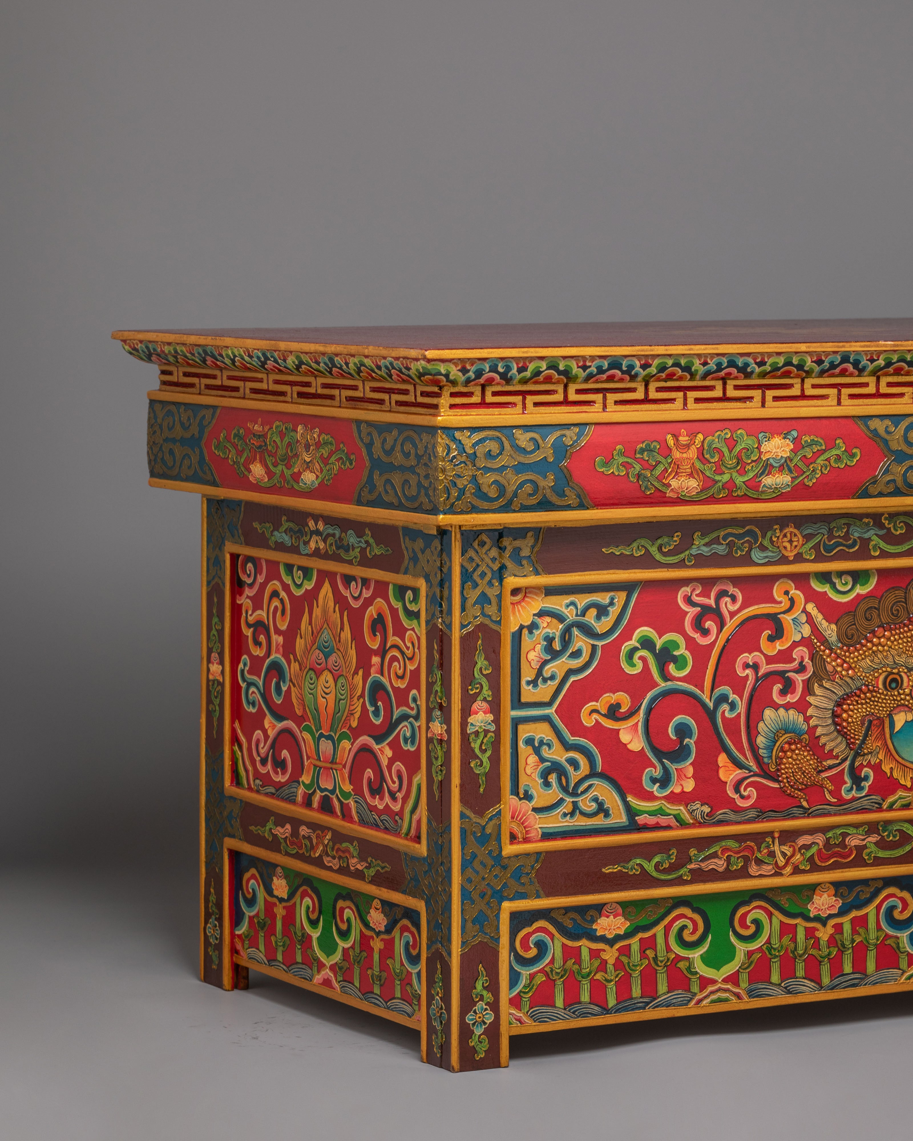 Handcrafted Wooden Folding Table | Tibetan Buddhist Altar Furniture