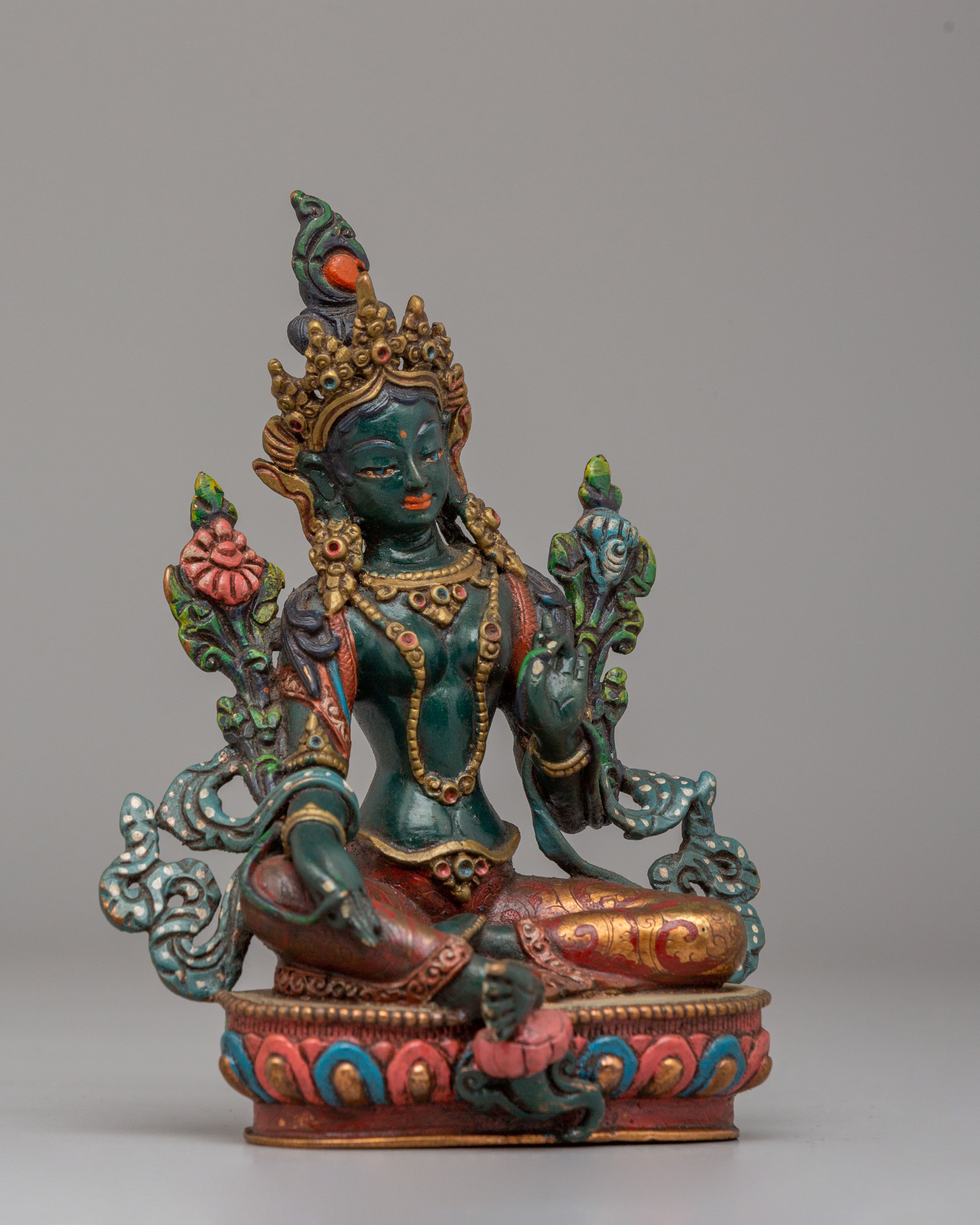 Green Tara Goddess Statue for Altar | Sacred Artwork for Meditation