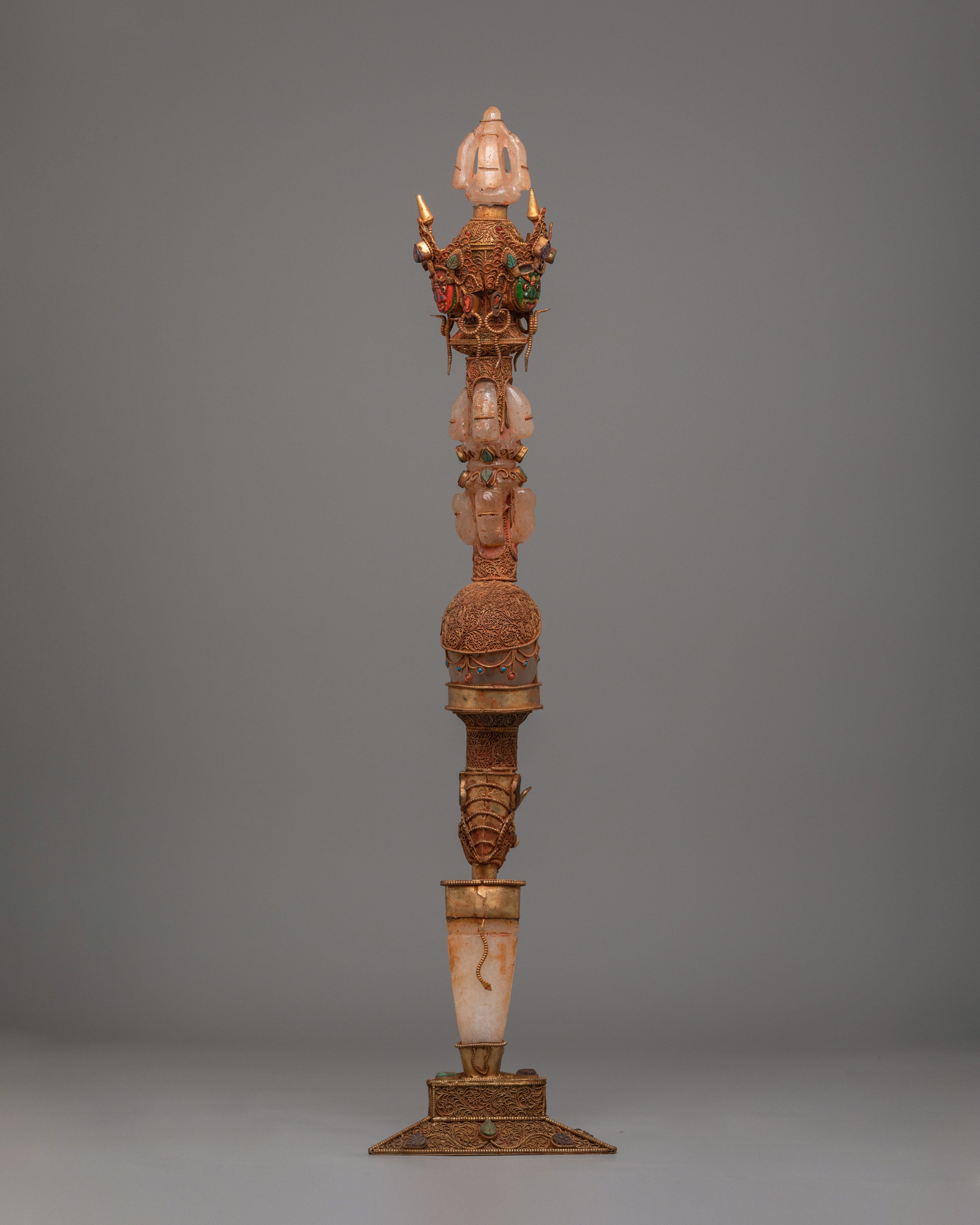 Buddhist Ceremonial Dagger Phurba | Crystal Vajra Dagger for Protection