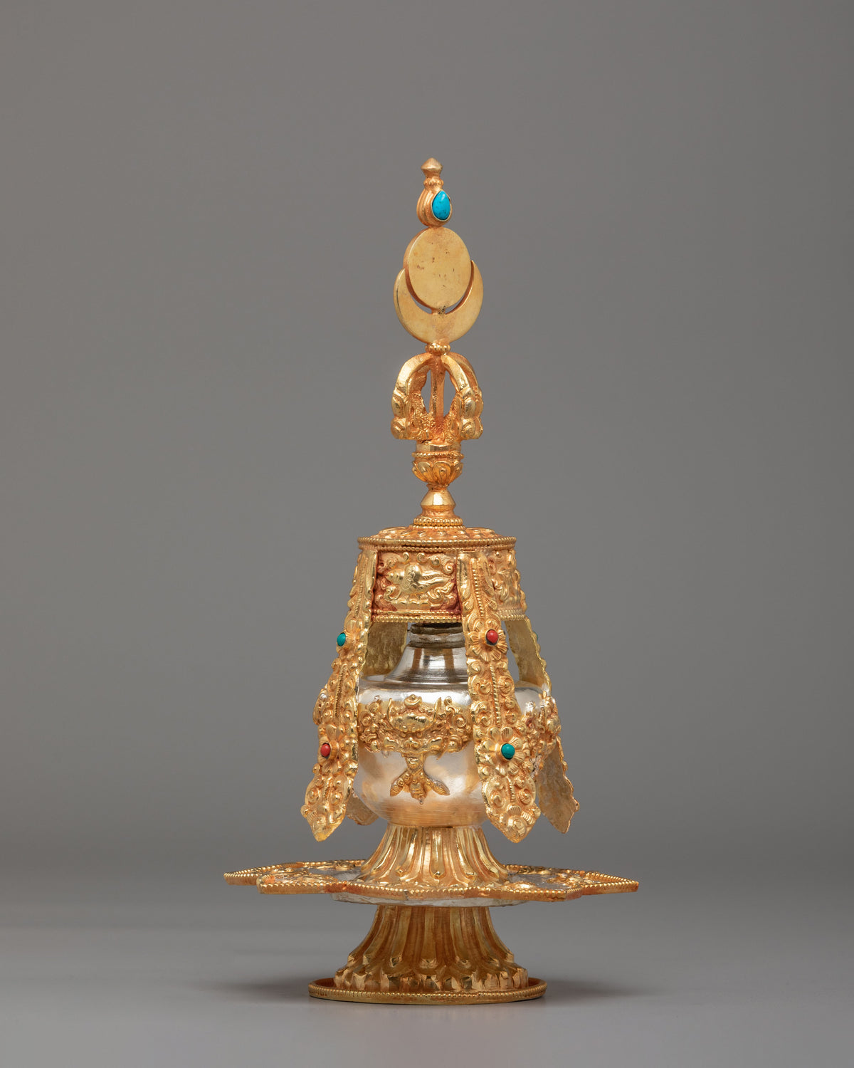 Traditional Tibetan Longlife Vessel | Gold Plated Copper Altar Vase