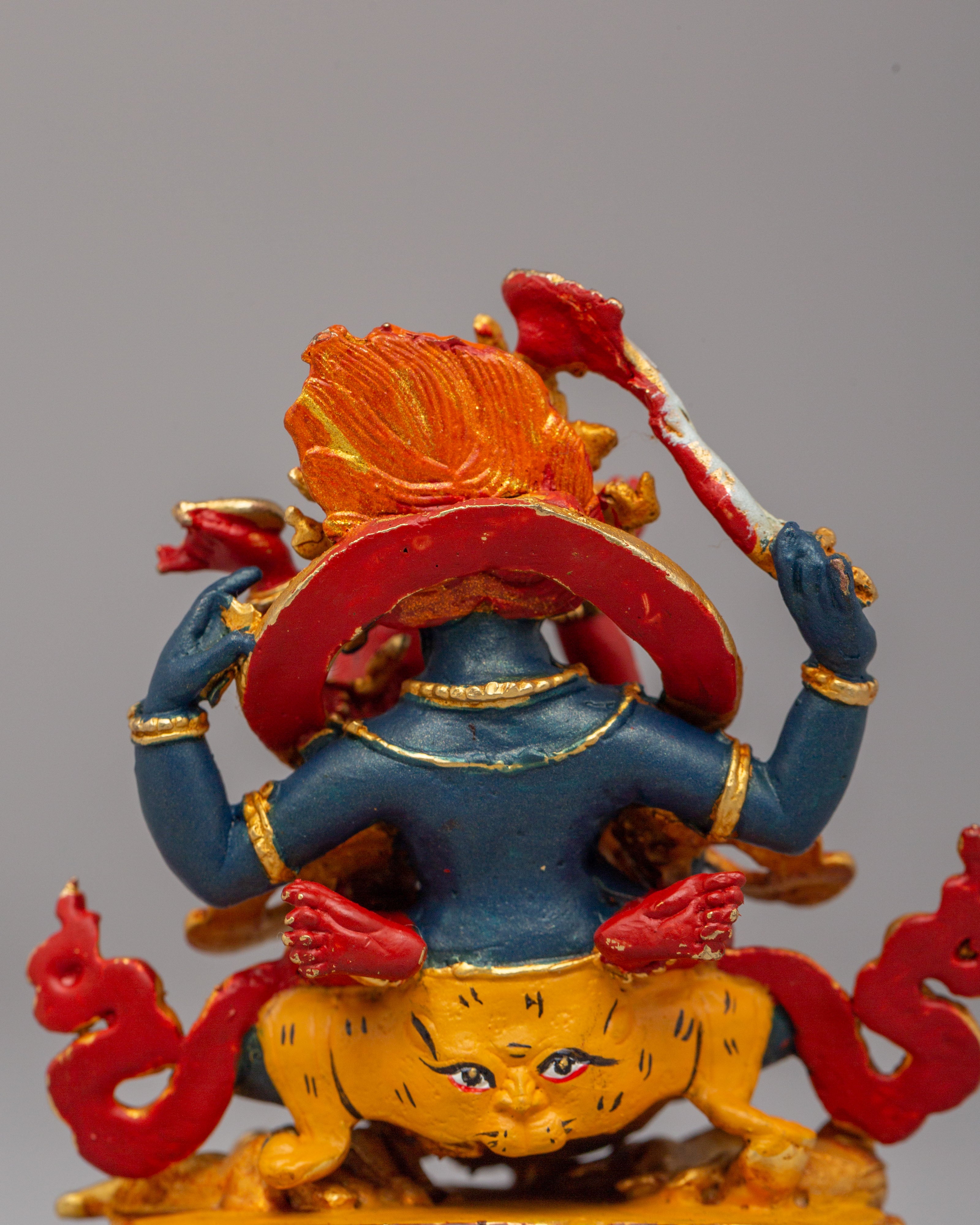 Four Armed Mahakala With Consort Statue | Symbol of Divine Union