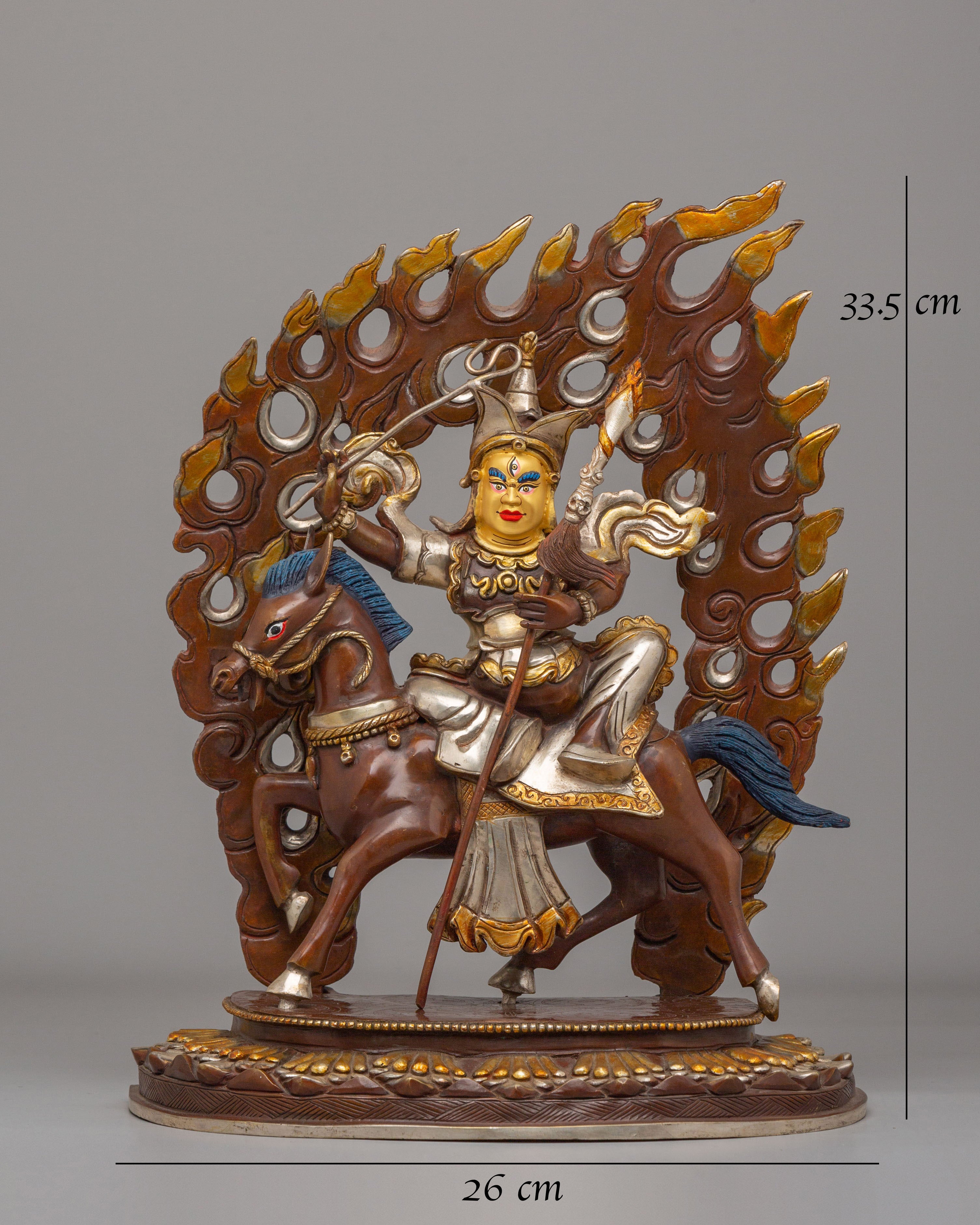 Vajrayana Protector King Gesar Statue | Sacred Tibetan Deity Sculpture