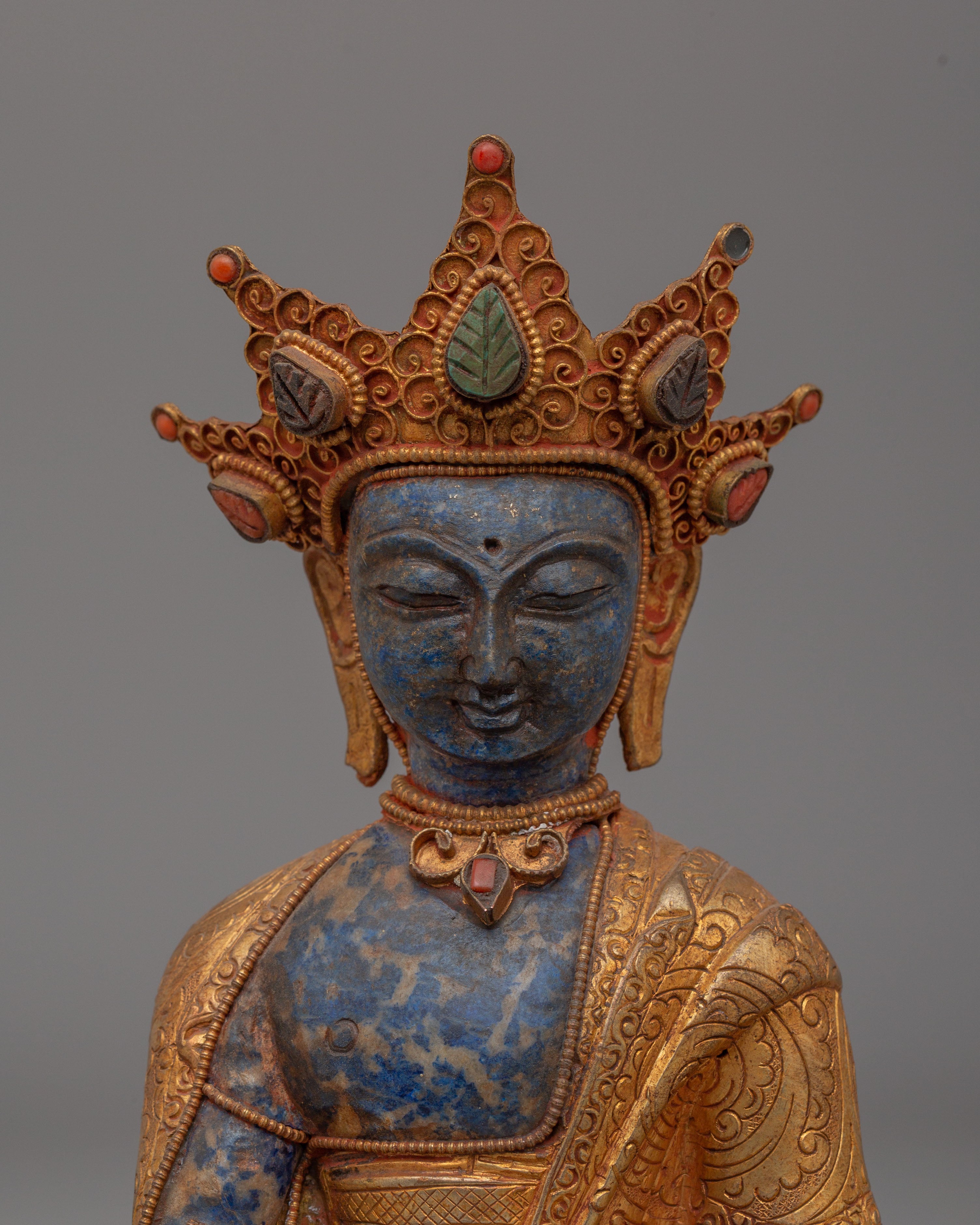 Sacred Crown Shakyamuni Buddha Statue | Handmade Buddhist Deity Sculpture