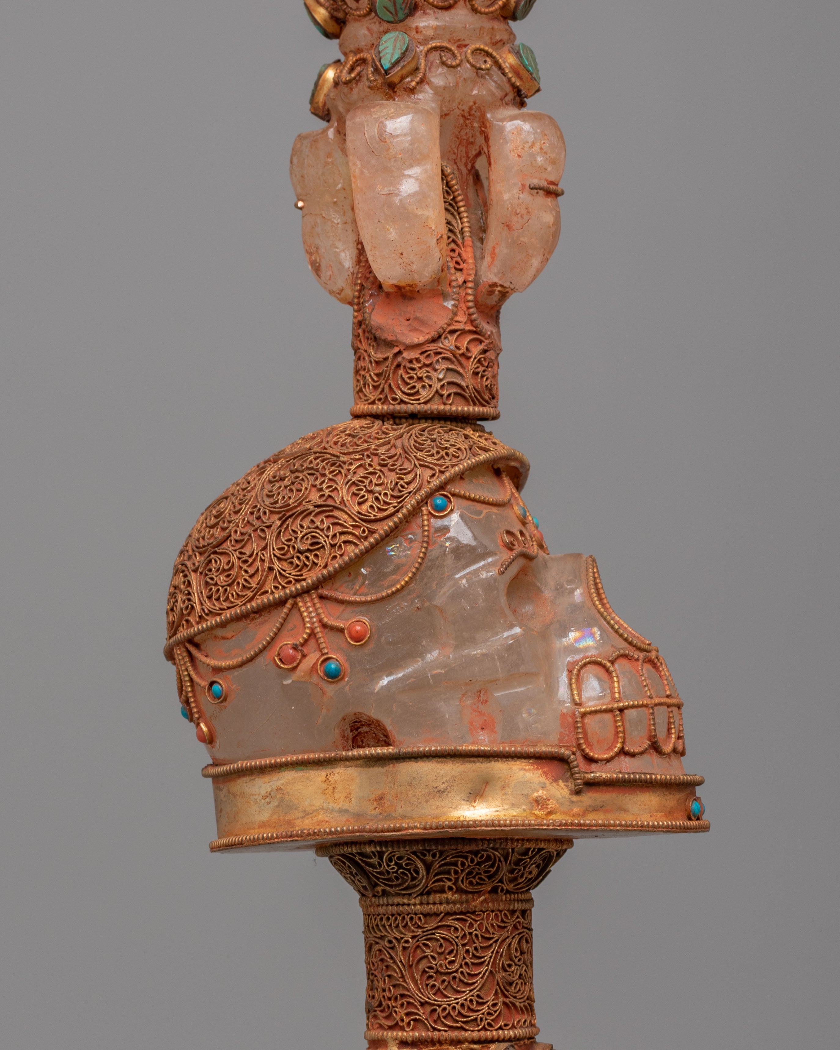 Buddhist Ceremonial Dagger Phurba | Crystal Vajra Dagger for Protection