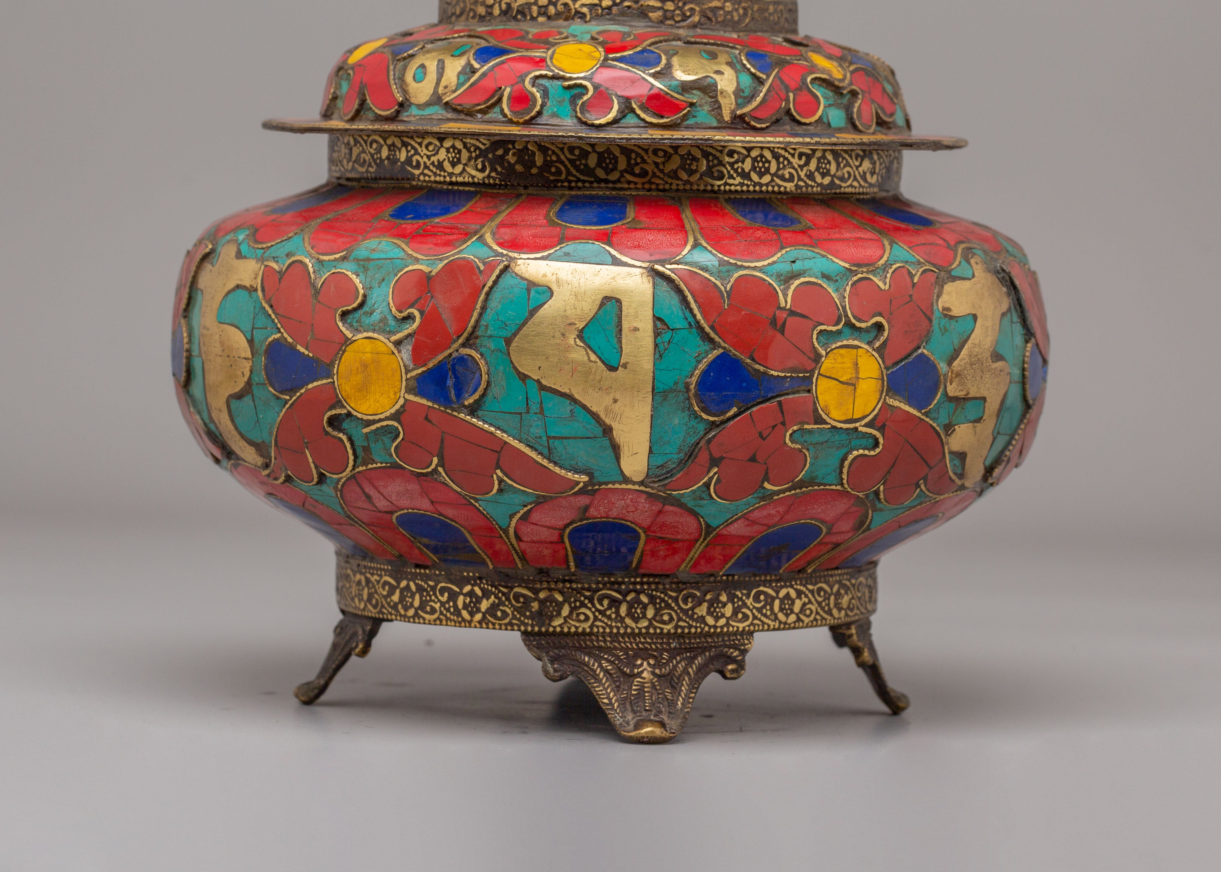 Handmade Sacred Offering Rice Pot | Tibetan Ritual Pot for Spiritual Ceremonies