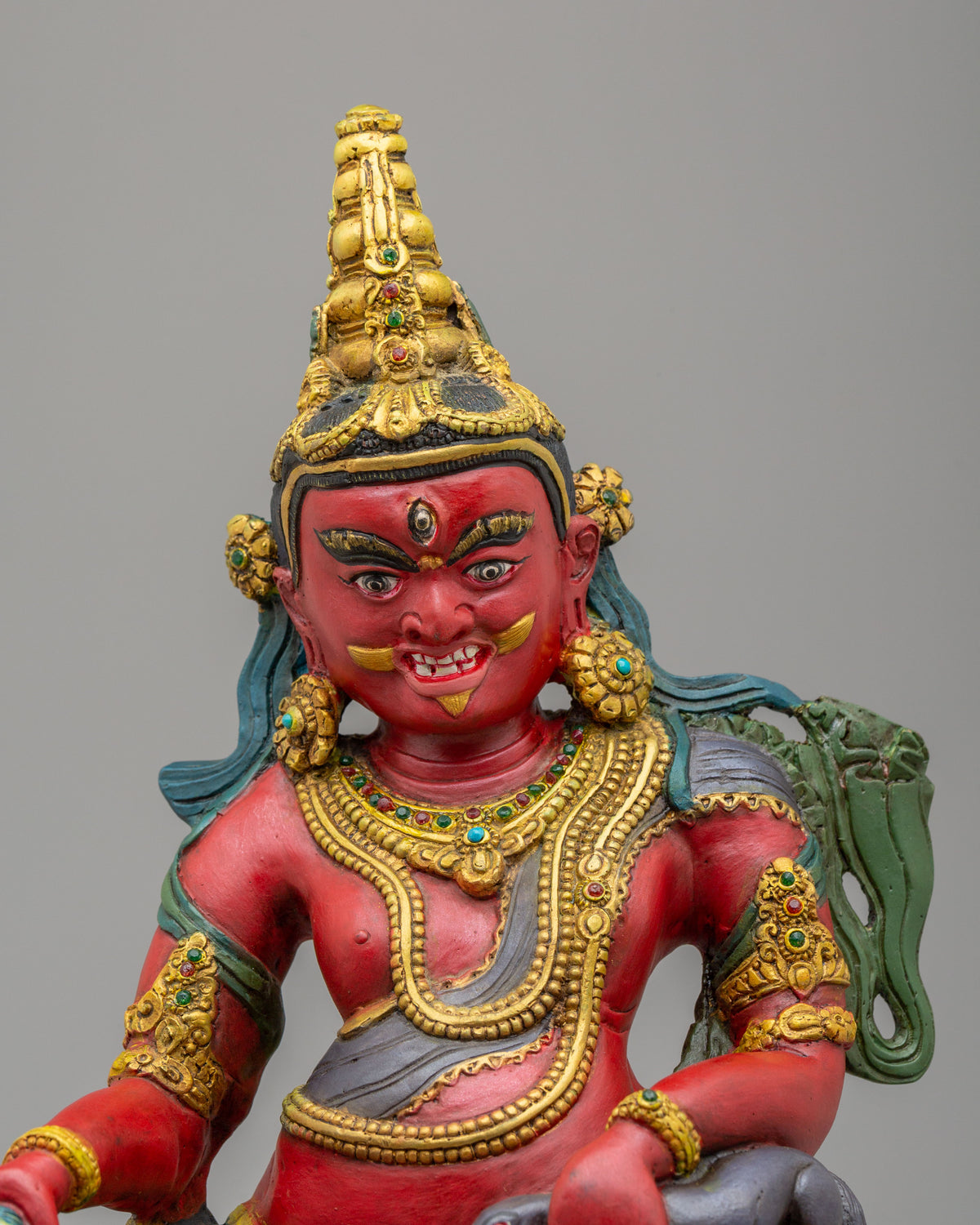 Himalayan Dzambhala Altar Deity Statue | Tibetan Wealth Deity Figurine
