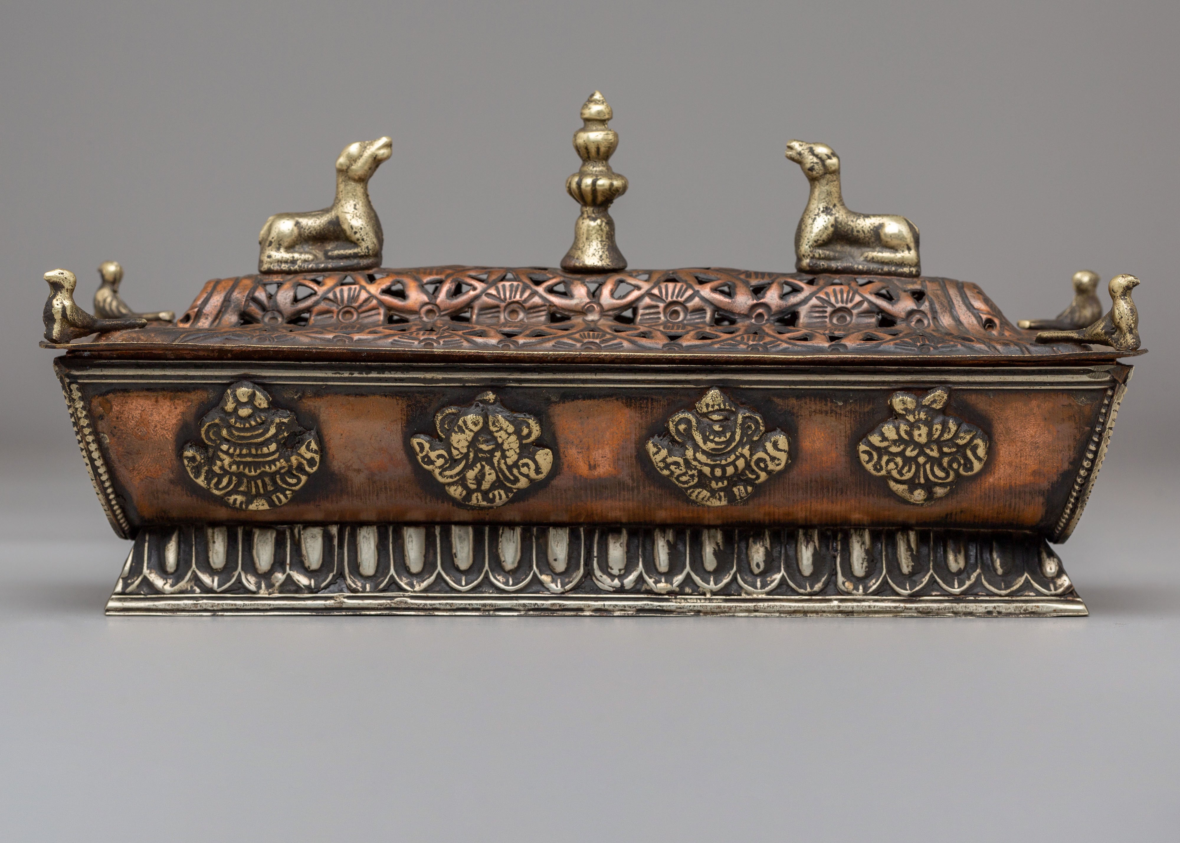 Handmade Buddhist Incense Burner | Copper Body with Electro Gold Plating