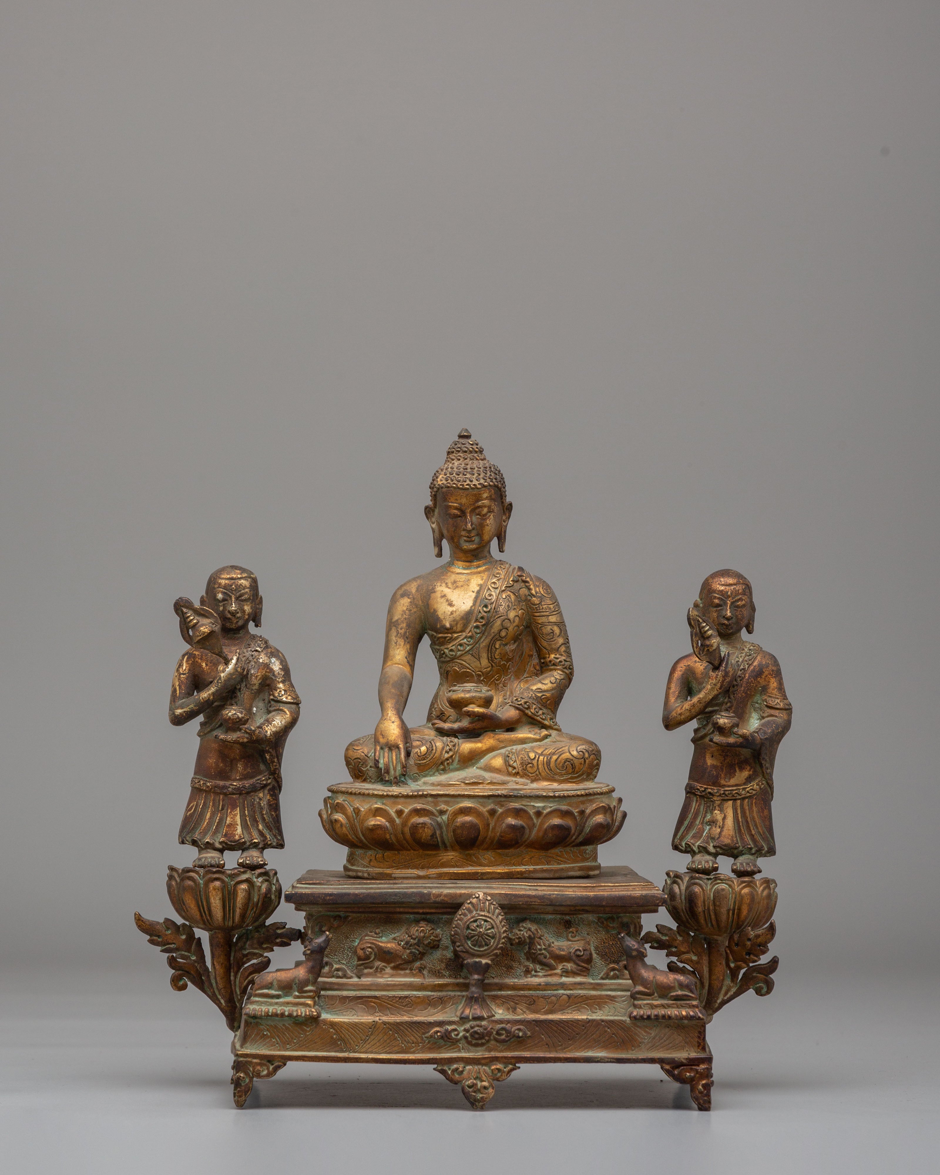 Shakyamuni Buddha With Disciples Statue | Ideal for Home Decor &amp; Meditation