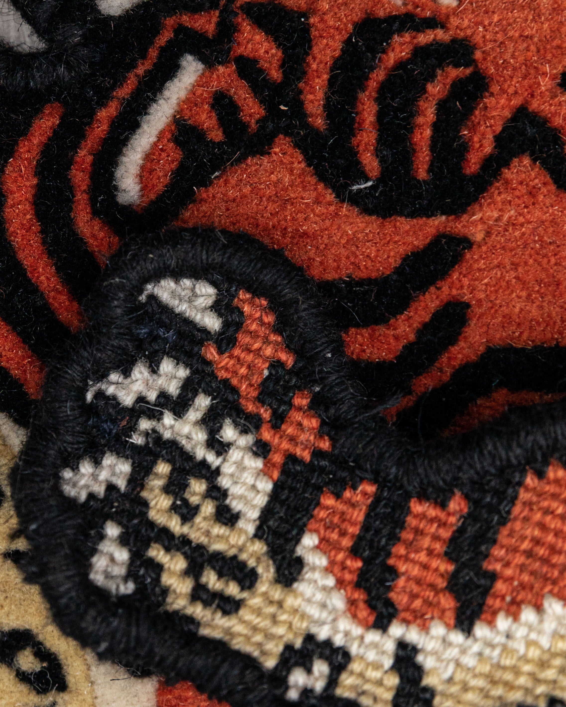 Handwoven Wool Tiger Rug | Himalayan Meditation Carpet