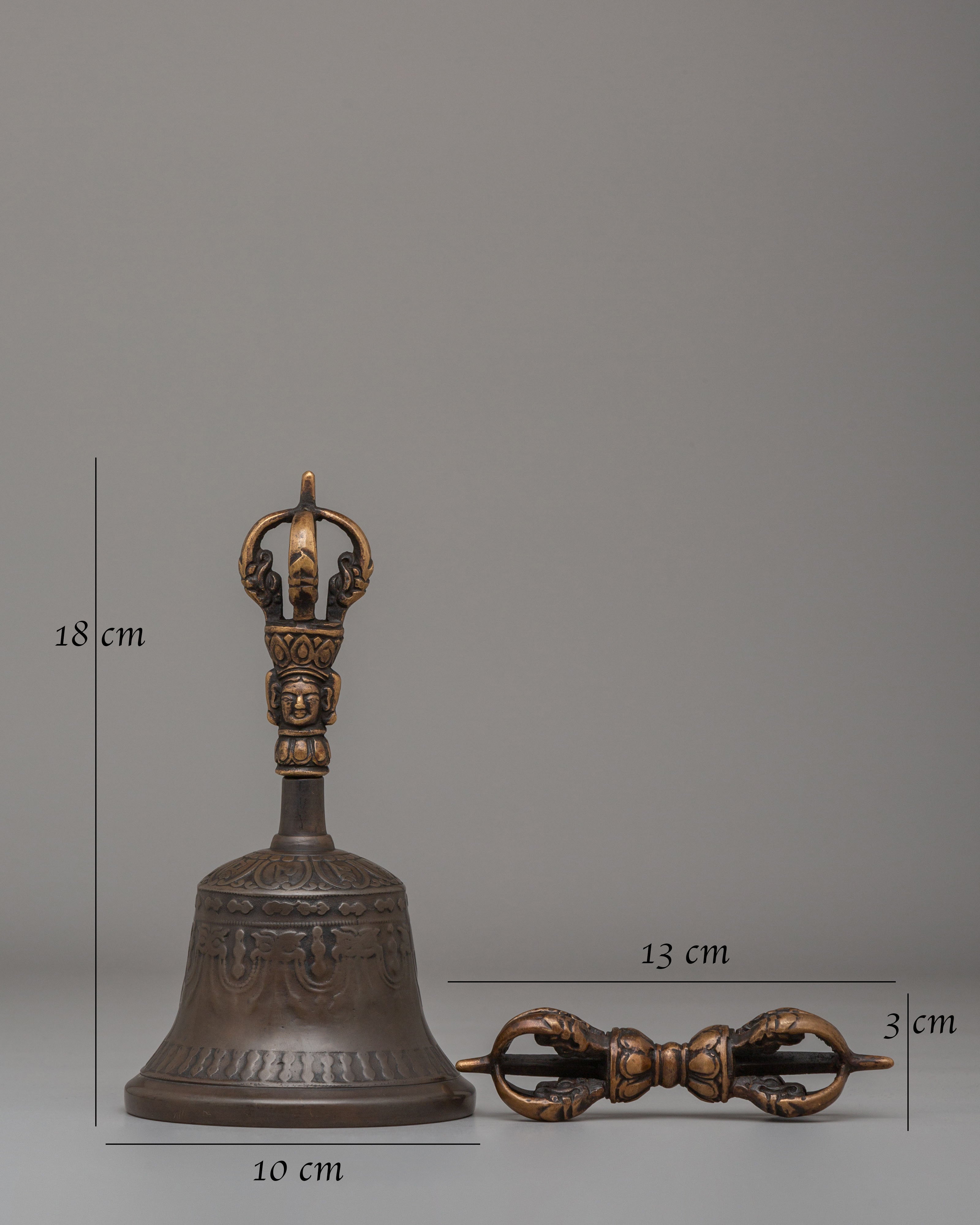 Himalayan Vajra and Bell Set for Ritual | Bronze Buddhist Ritual Tools