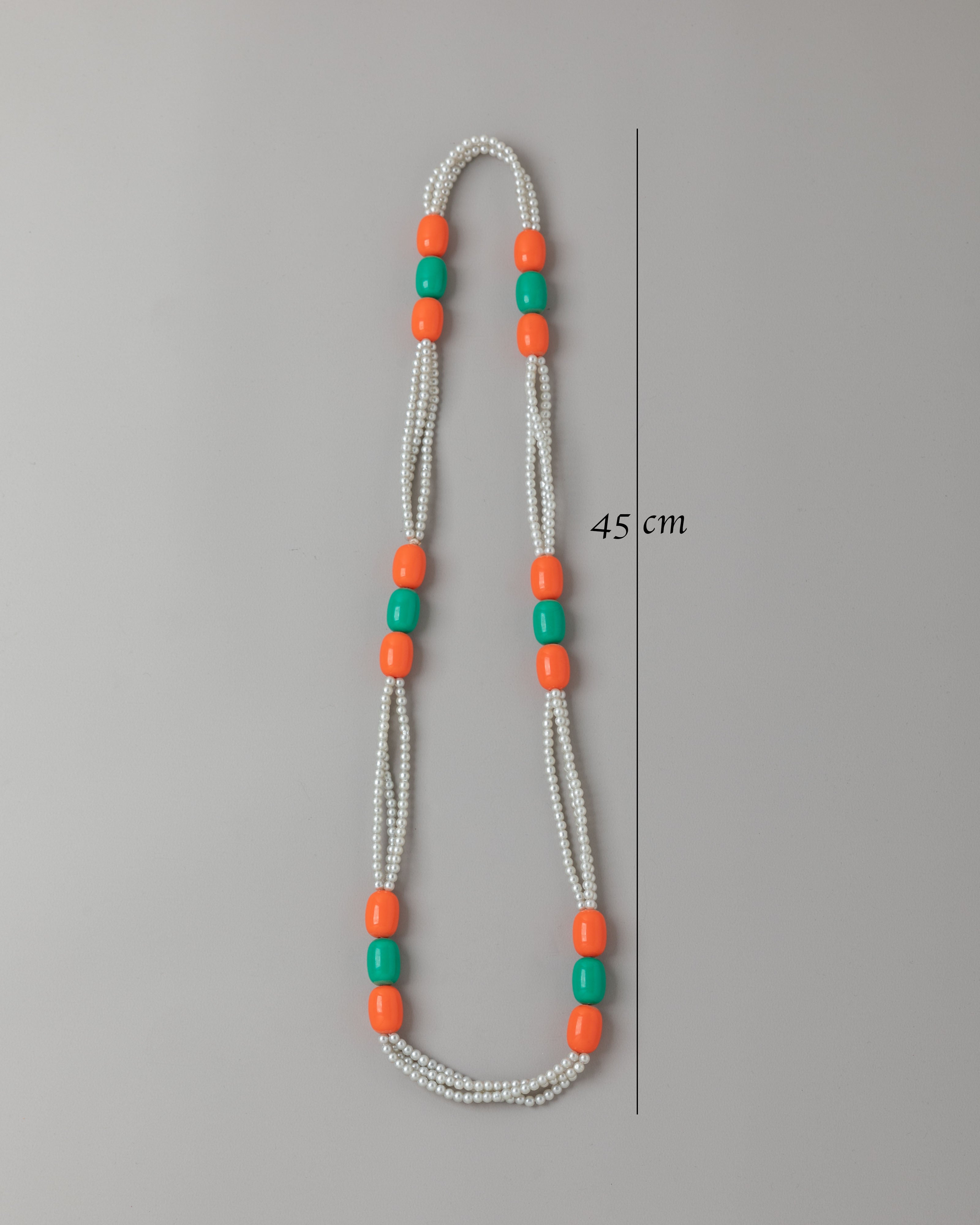 Traditional Bead Necklace | Coral Turquoise and Resin Pearl Jewelry