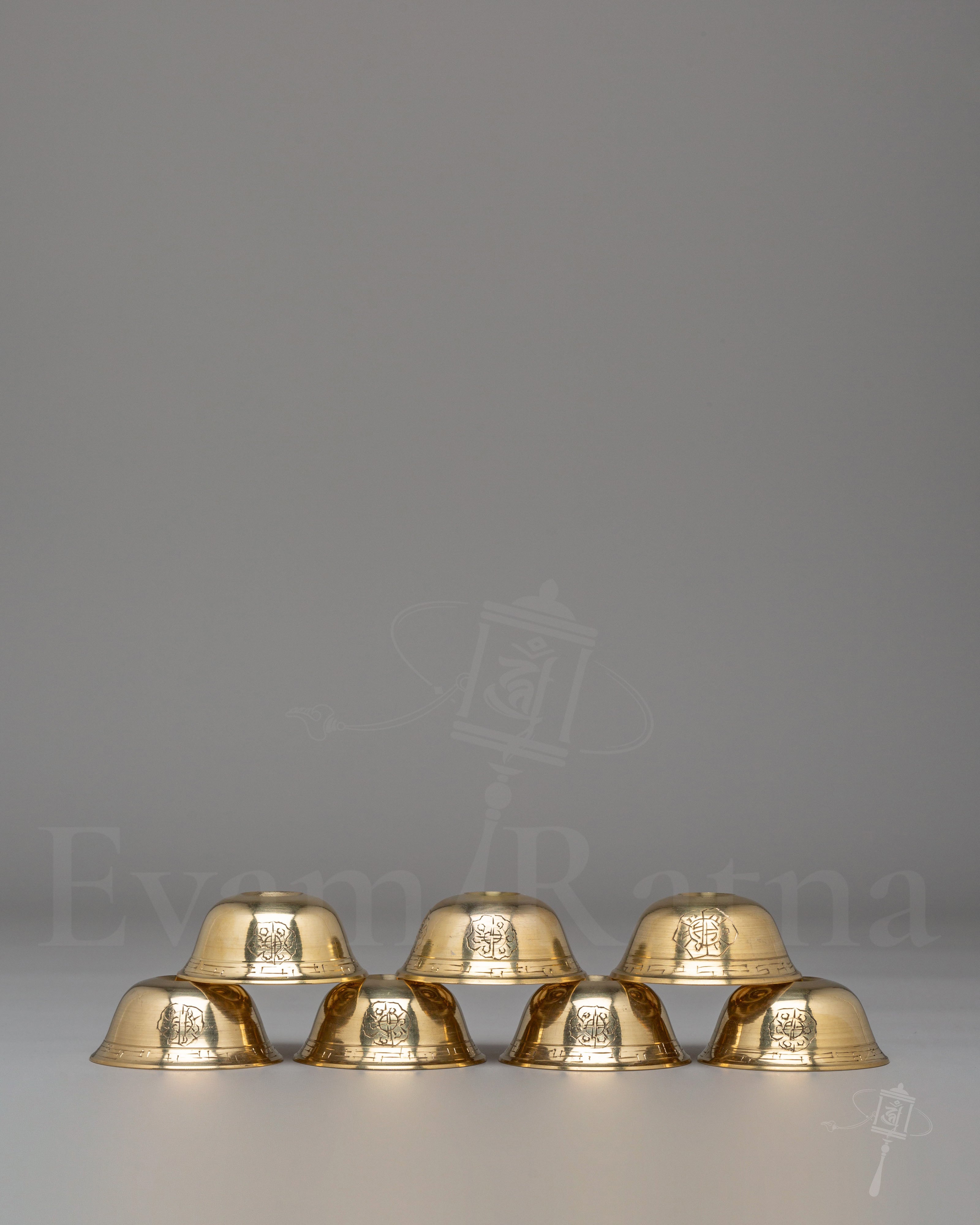 Vajrayana Ritual Offering Bowl Set | Tibetan Buddhist Brass Bowls