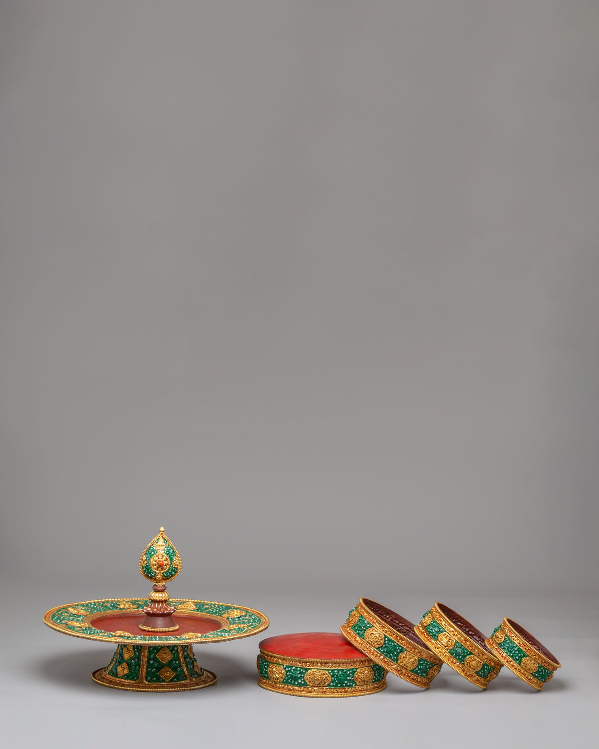 Buddhist Altar Mandala Offering Set | Gold Plated Ritual Artwork