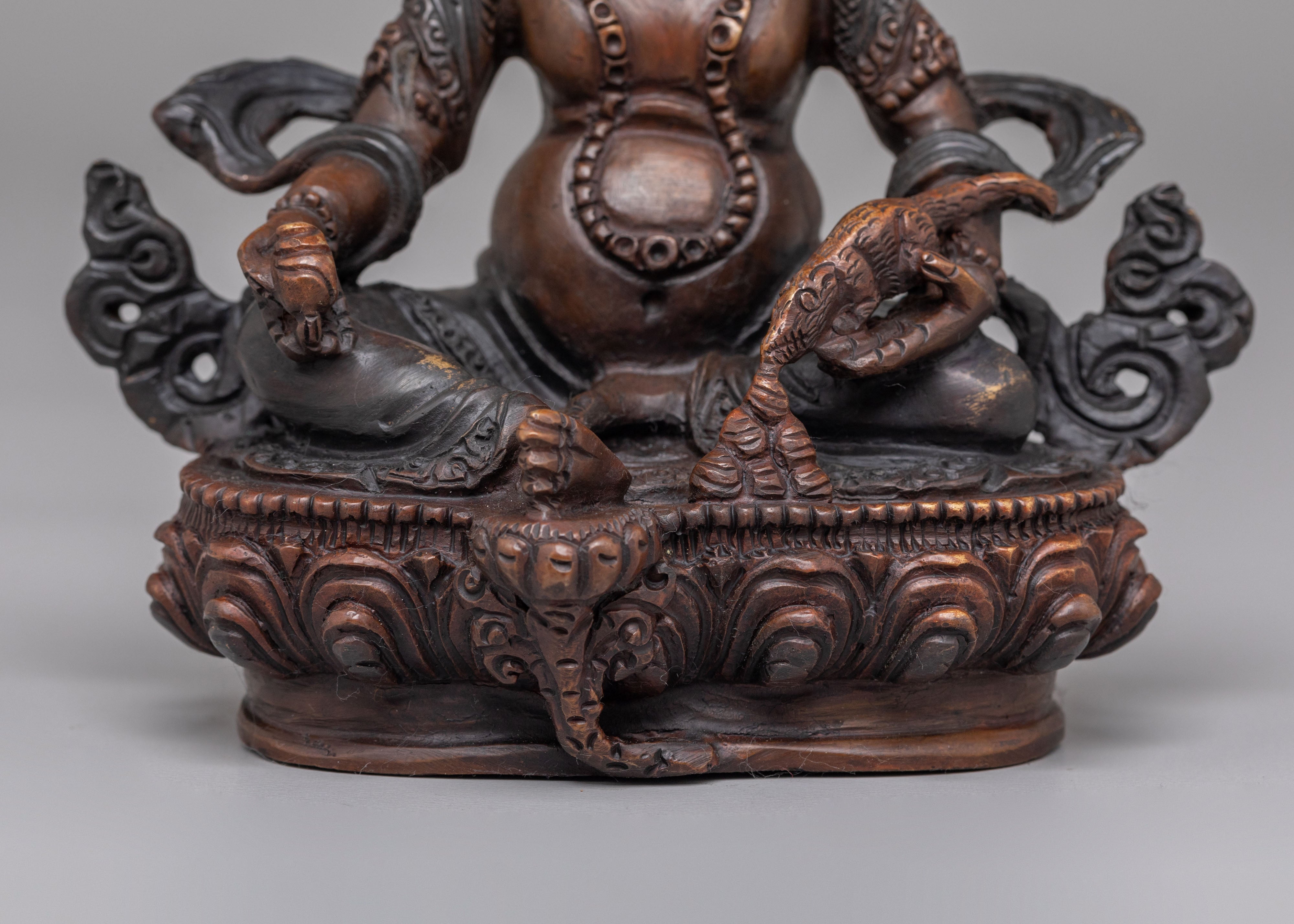 Dzambhala Wealth Protector Deity Statue | Copper Buddhist Altar Decor