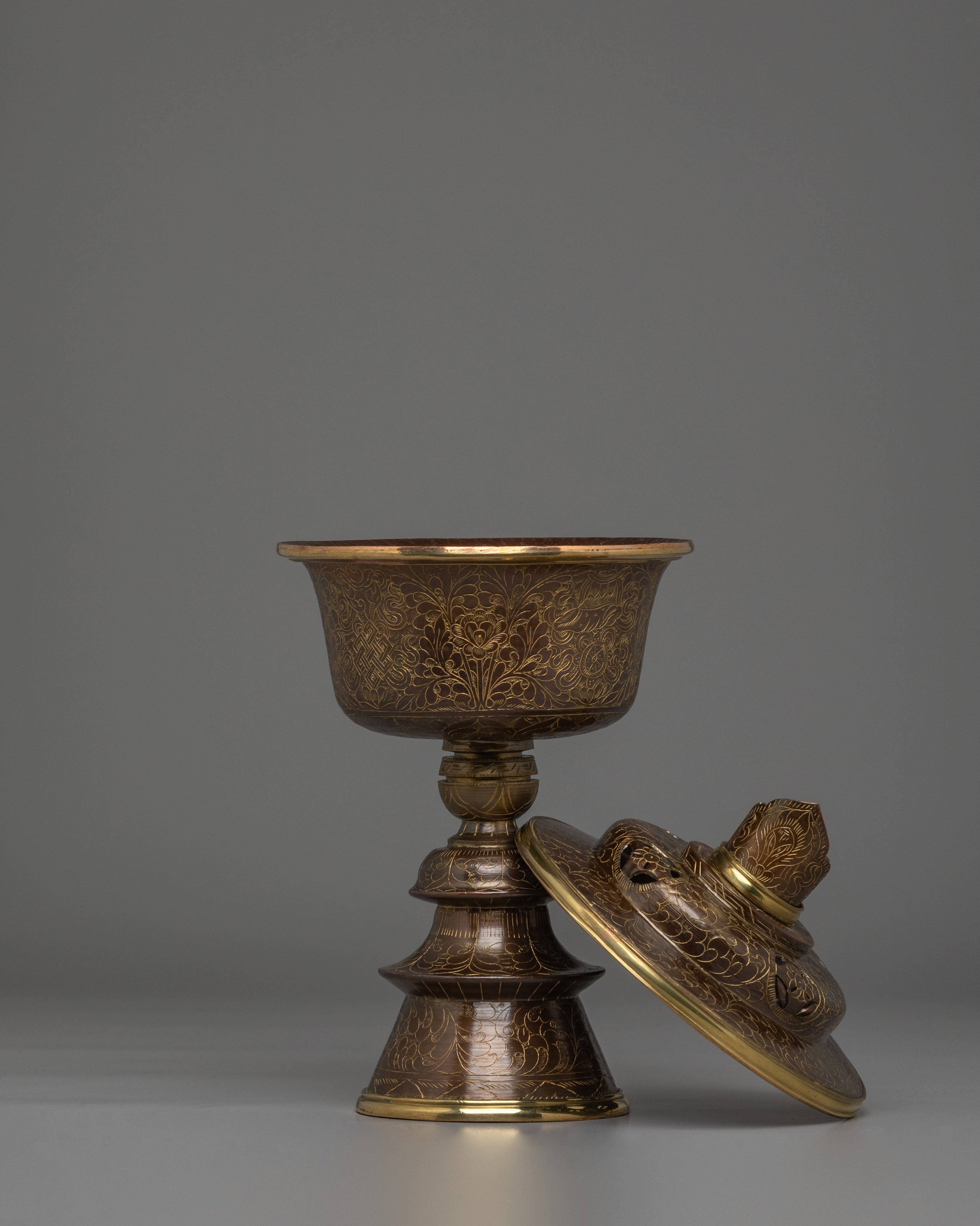 Spiritual Butter Lamp Set for Offerings | Brass & Copper Offering Lamps