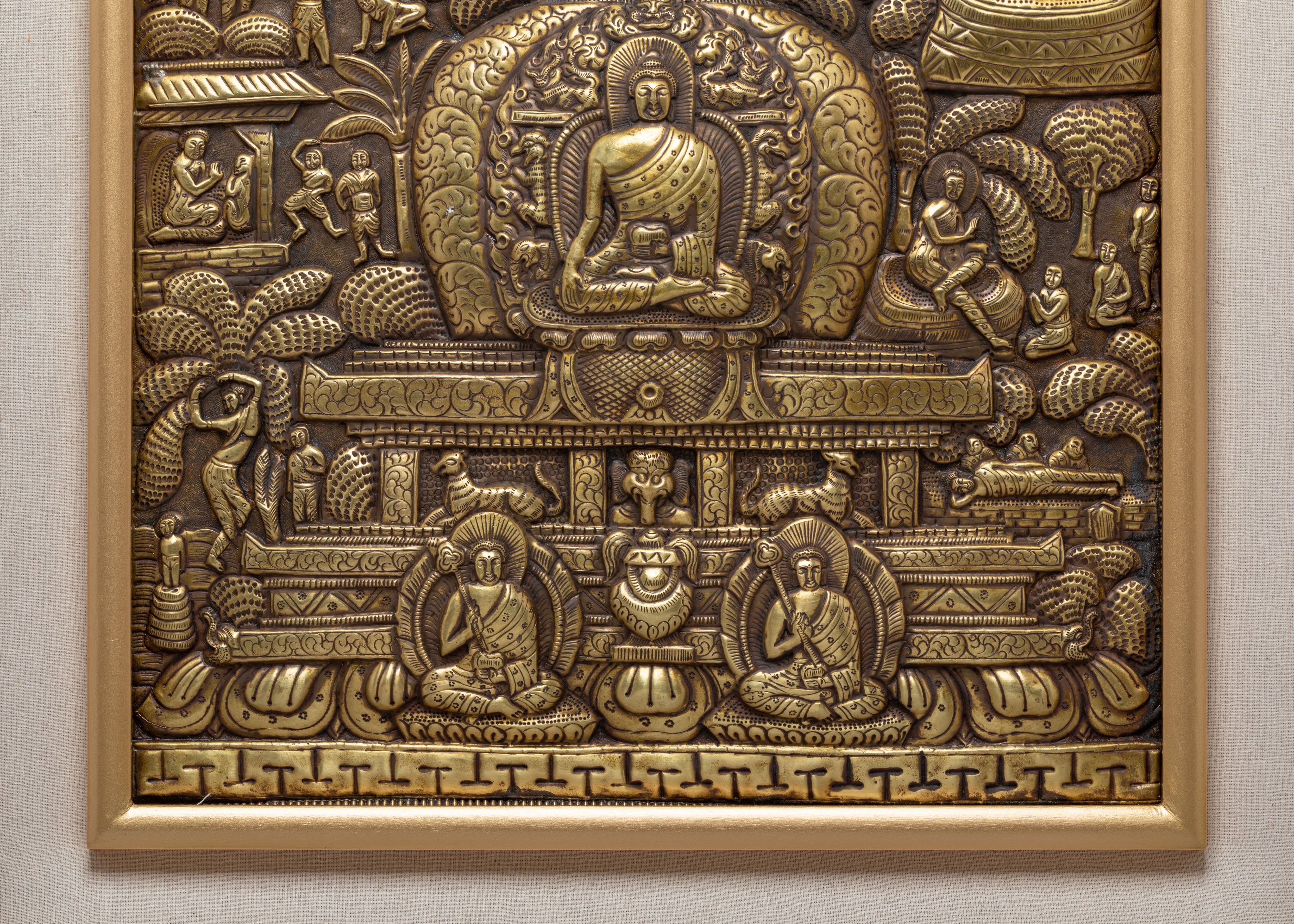Handmade Buddha Life Story Wall Hanging | Brass Buddhist Artwork