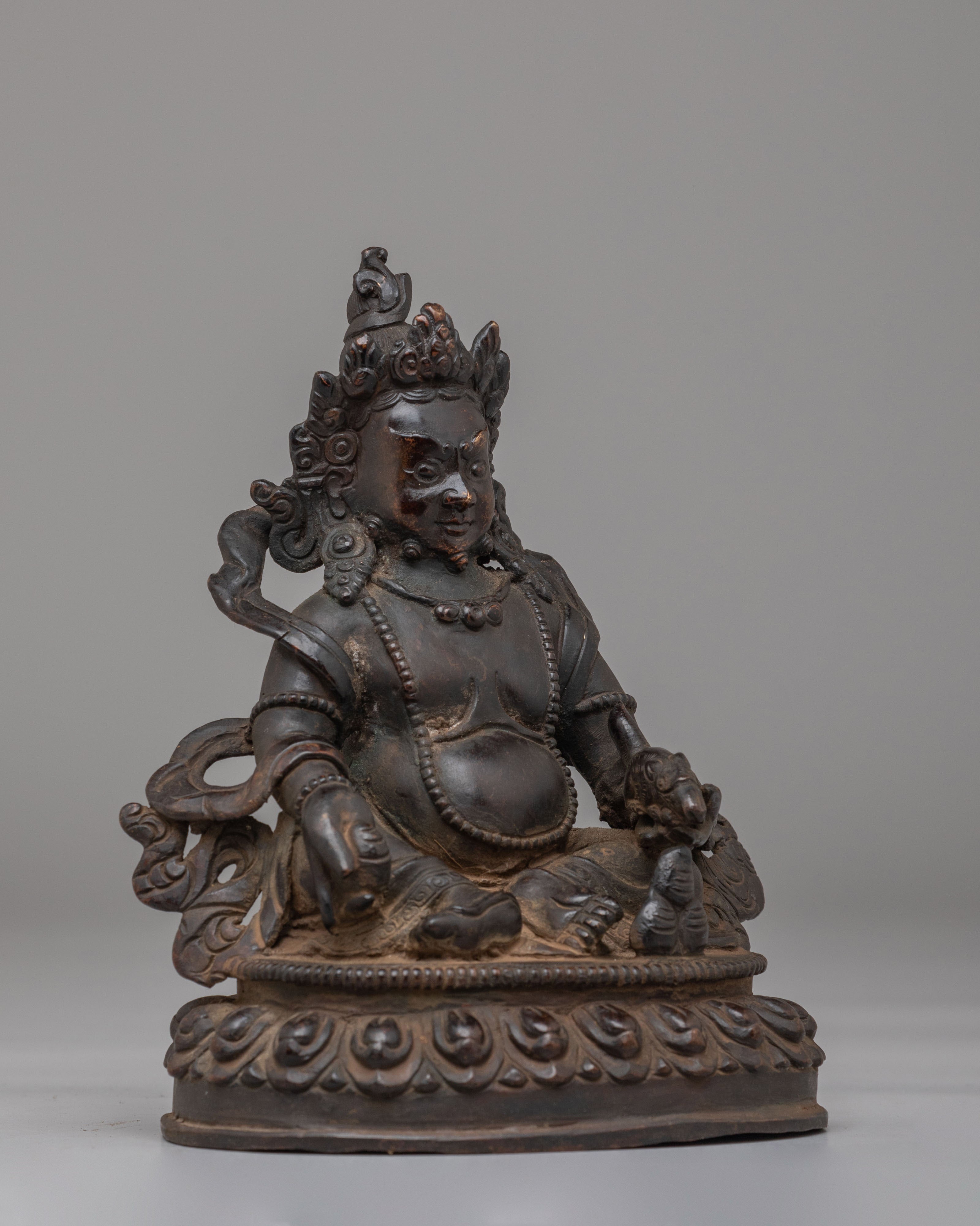 Ceremonial Dzambhala Wealth Deity Sculpture | Tibetan Buddhist Prosperity Figurine