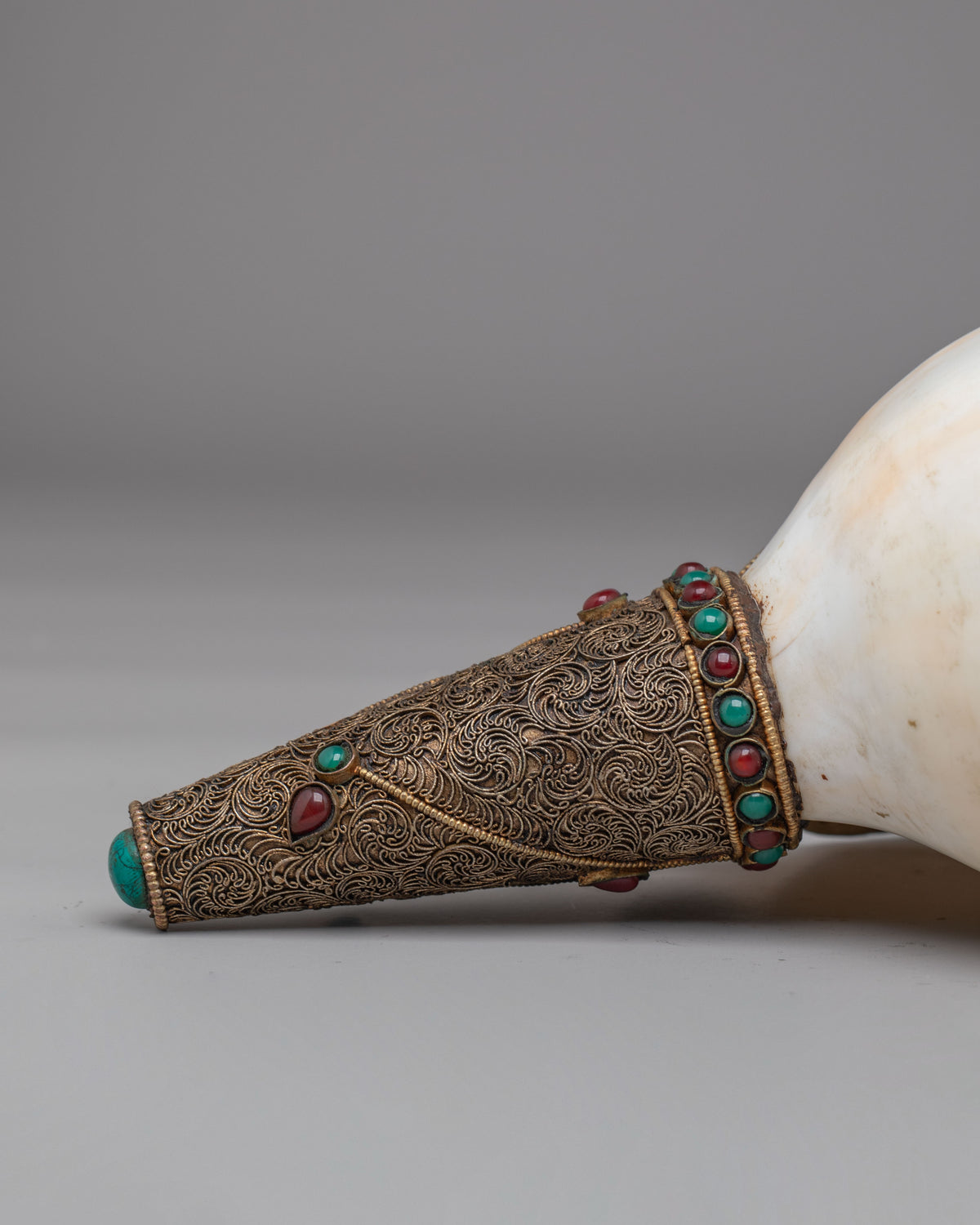 Tibetan Ritual Conch | Copper Body with Silver Plating