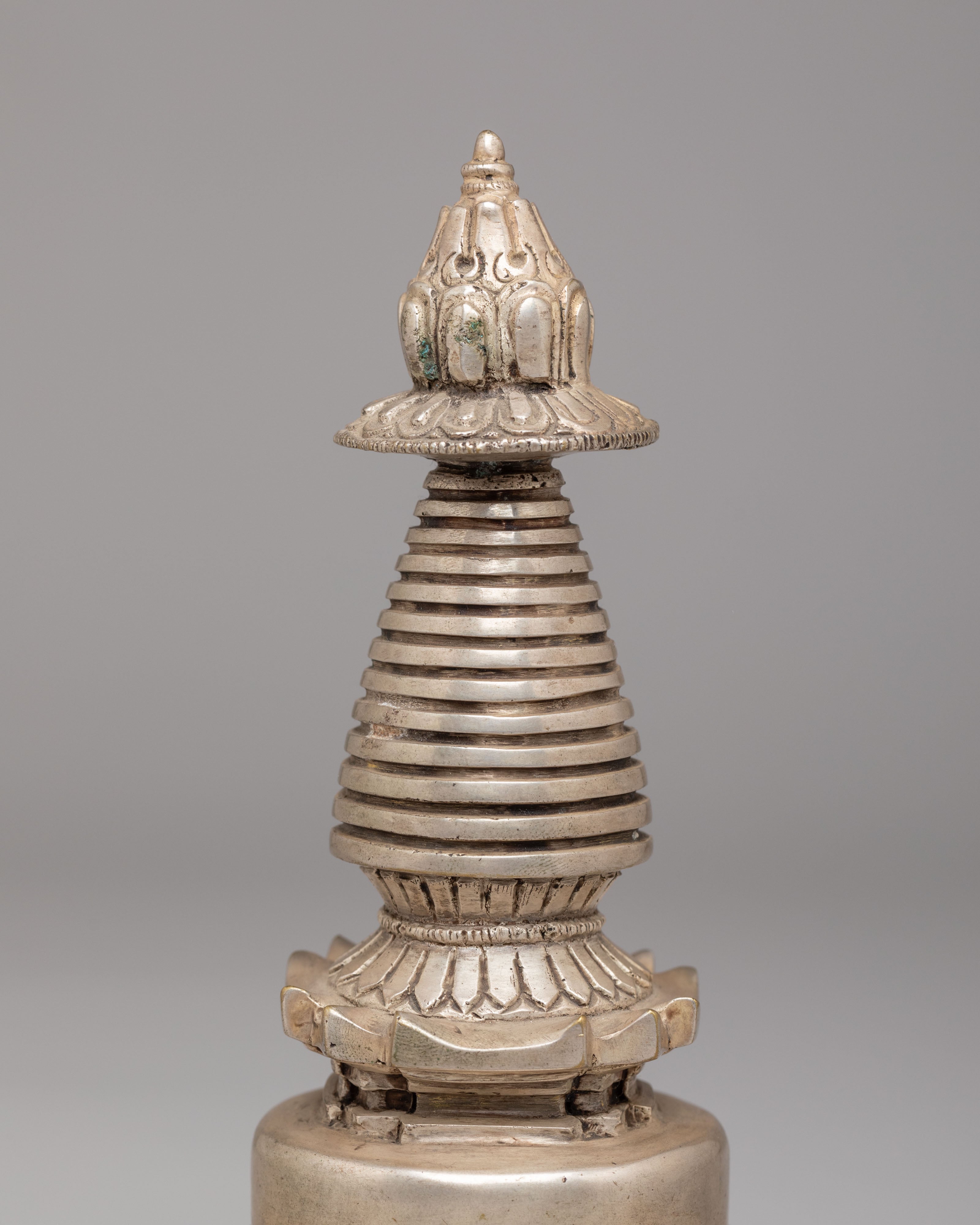 Silver Kadampa Stupa | Traditional Tibetan Stupa for Spiritual Blessings