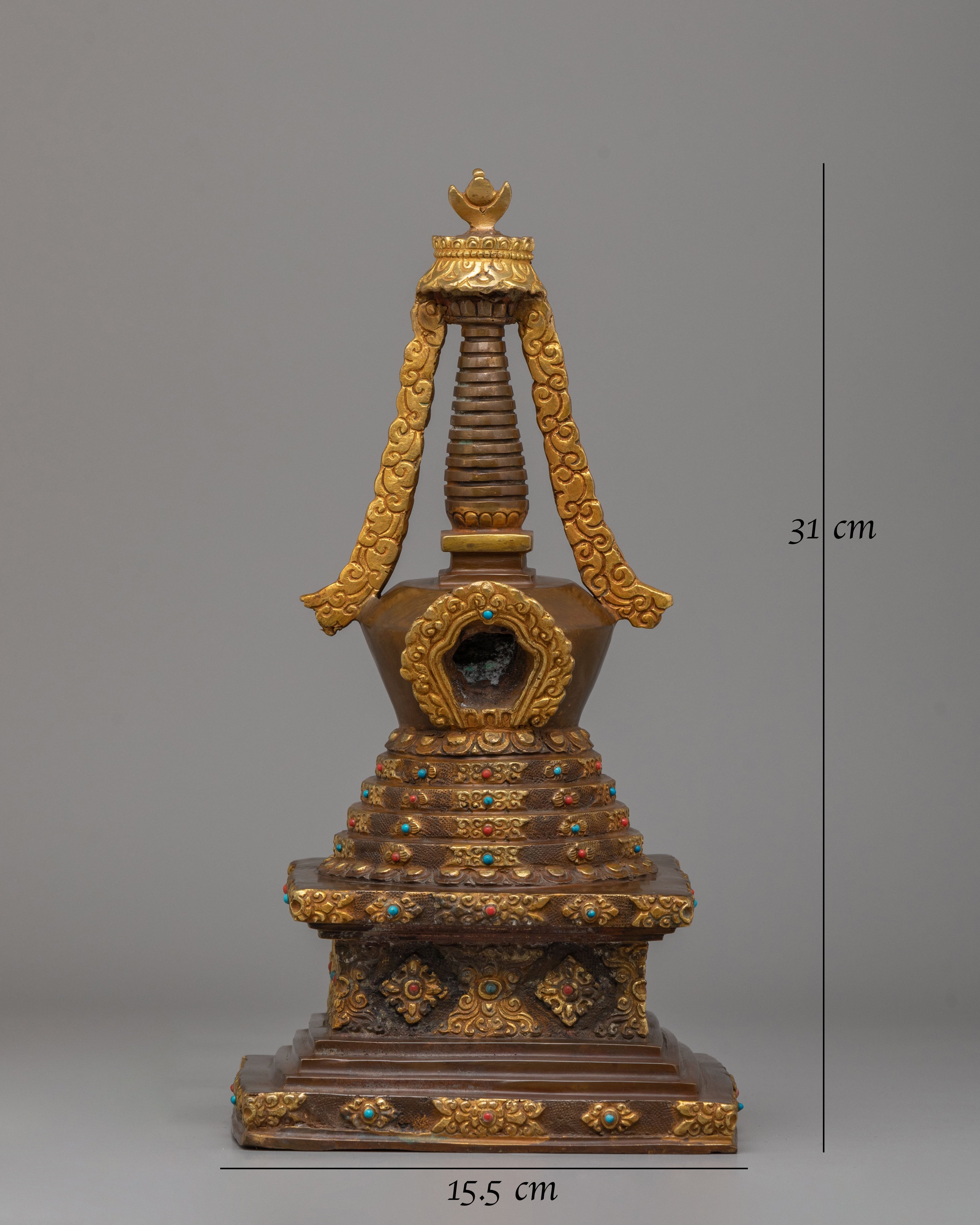 Handcrafted Lotus Blossom Stupa | Sacred Buddhist Decor