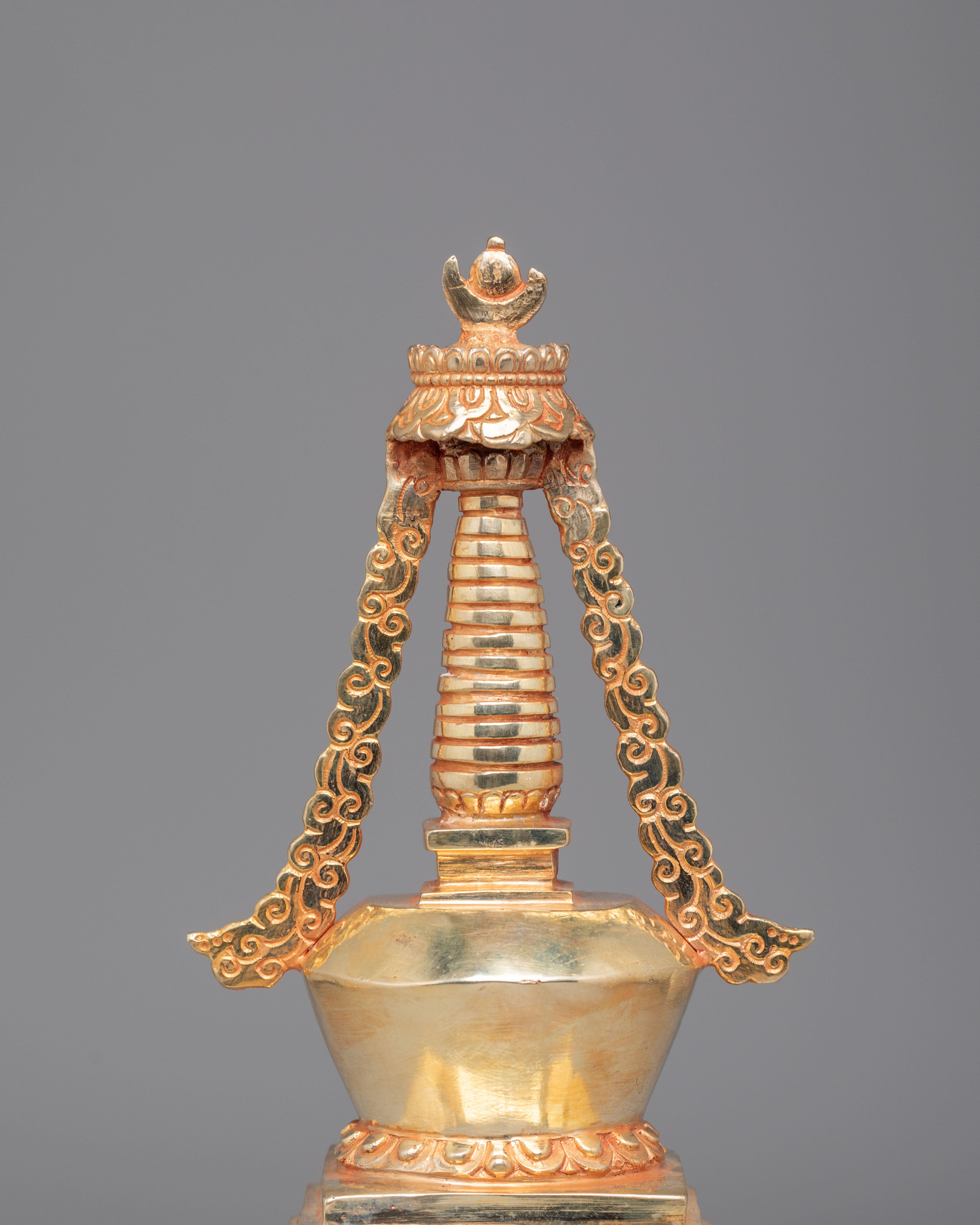 Gold Plated Enlightenment Stupa | Buddhist Stupa for Meditation
