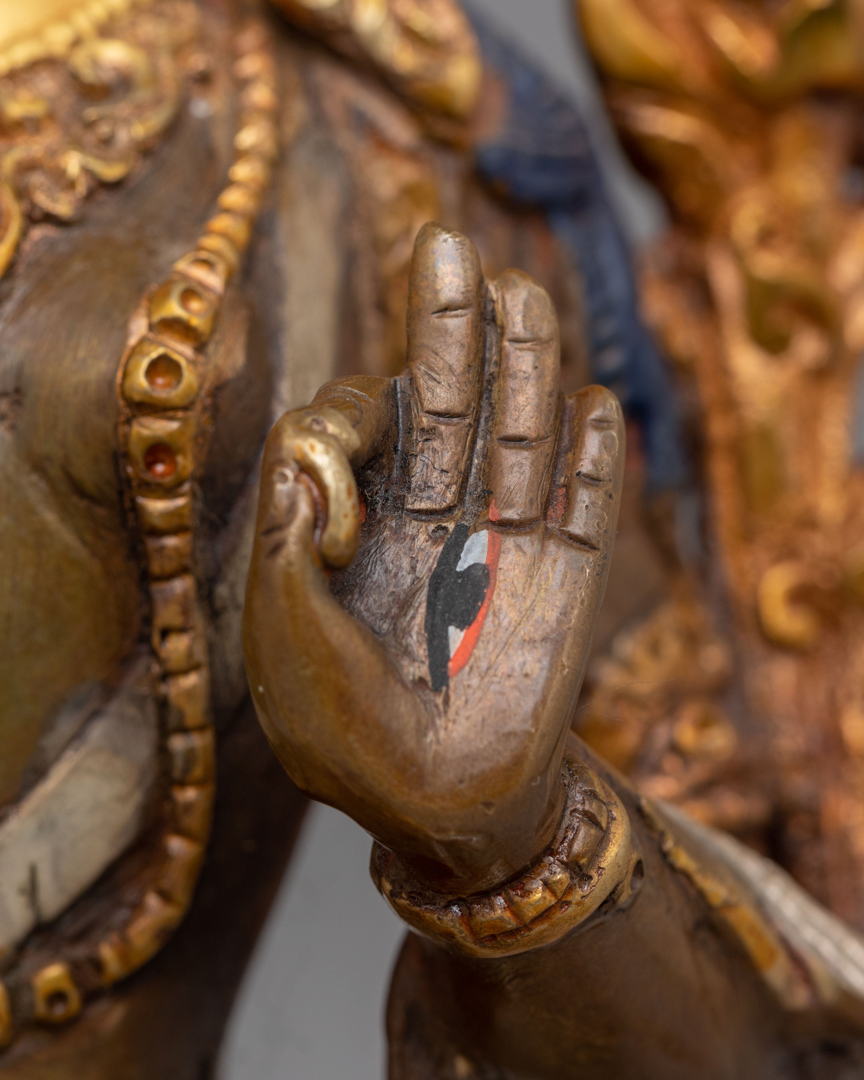 Himalayan White Tara Statue for Altar | Oxidized Copper Body