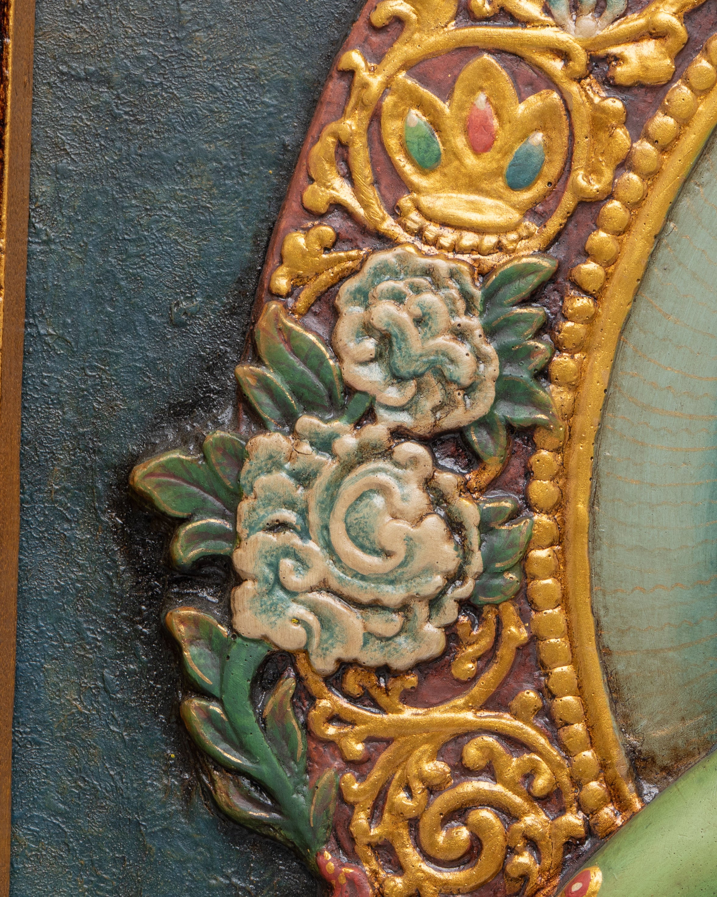 Traditional Green Tara Wall Hanging | Handcrafted Wooden Art