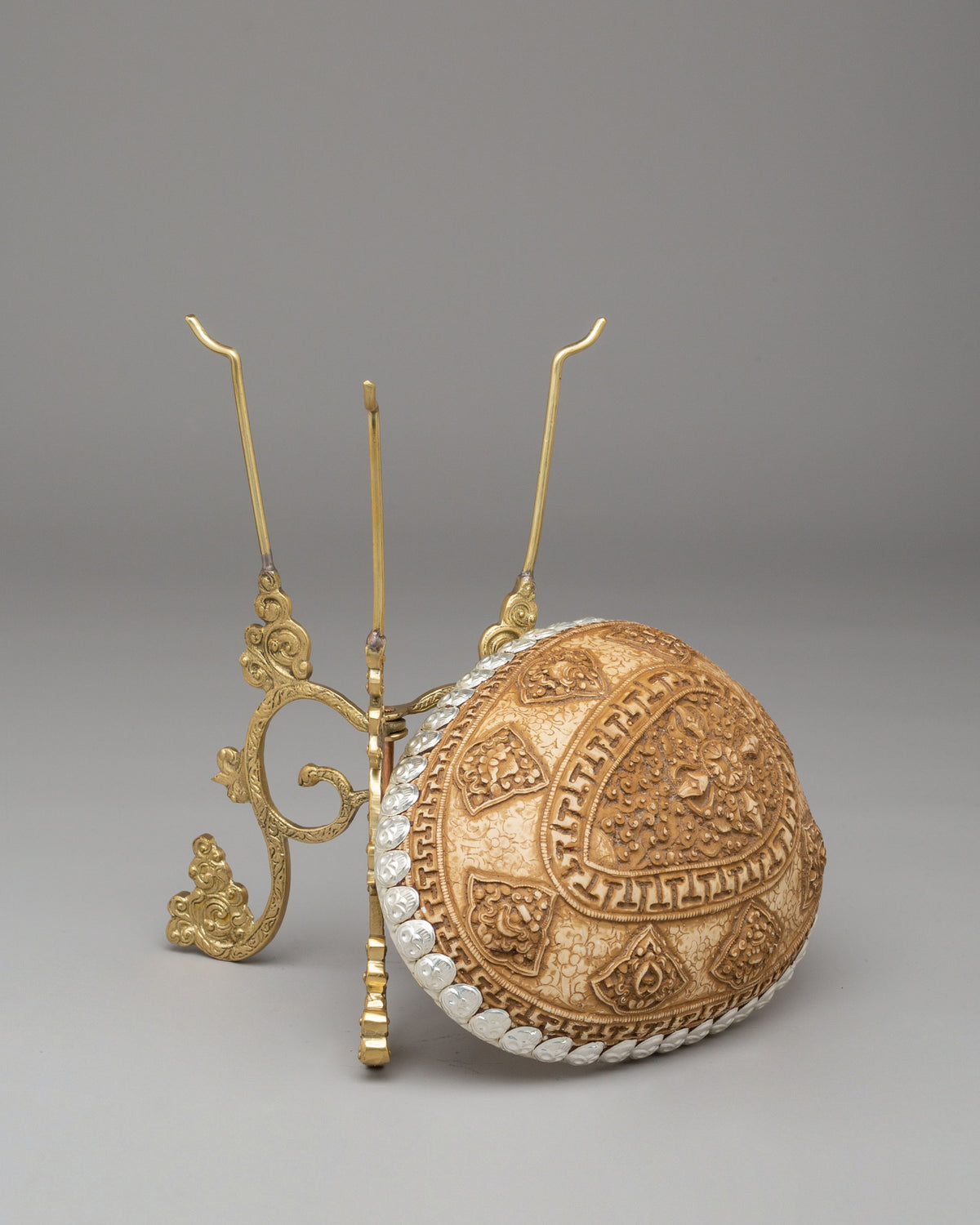Buddhist Skull Cup with Stand | Kapala Ritual Tool for Spiritual Ceremonies