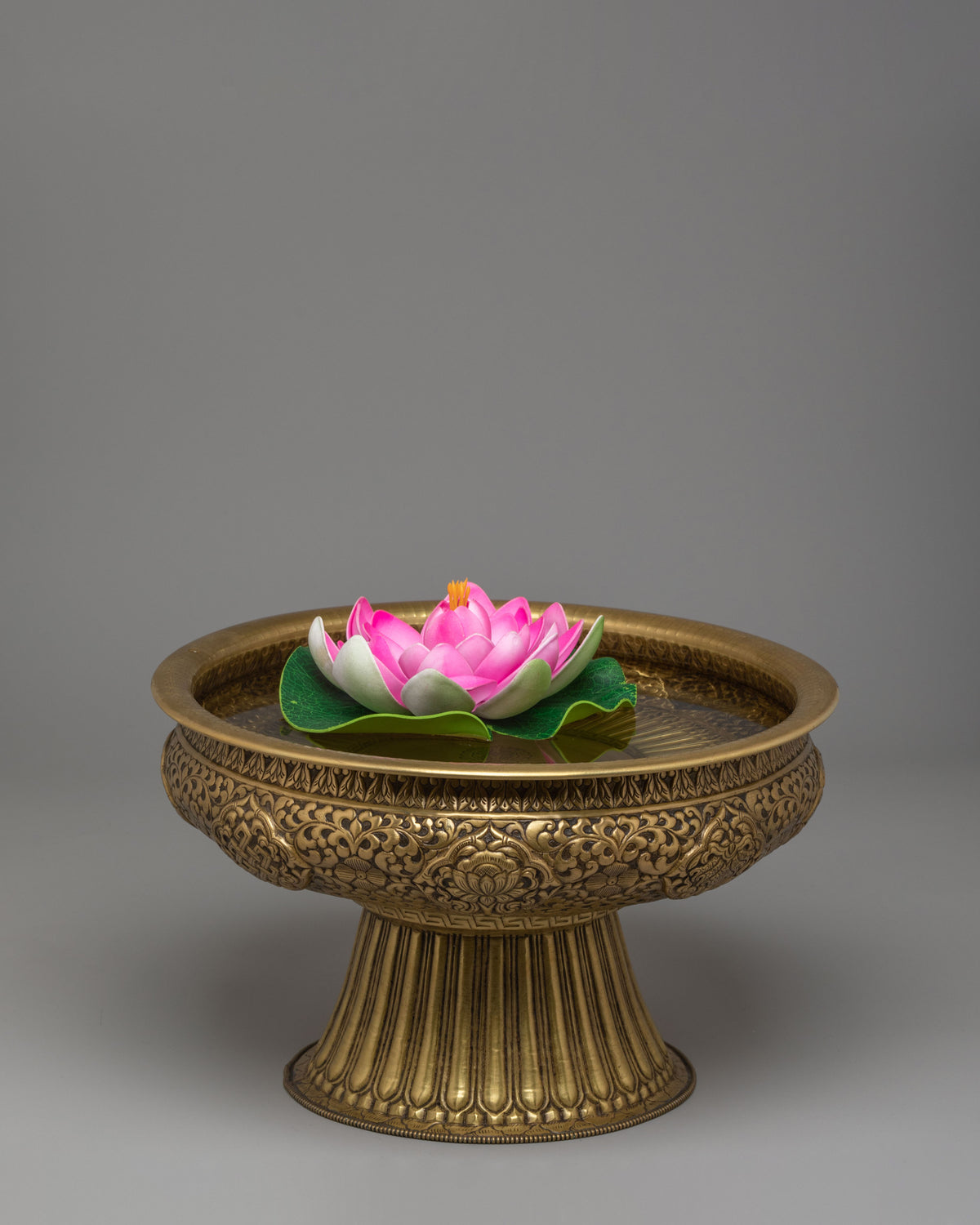 Buddhist Ritual Urli Bowl | Handcrafted Brass Flower Vessel