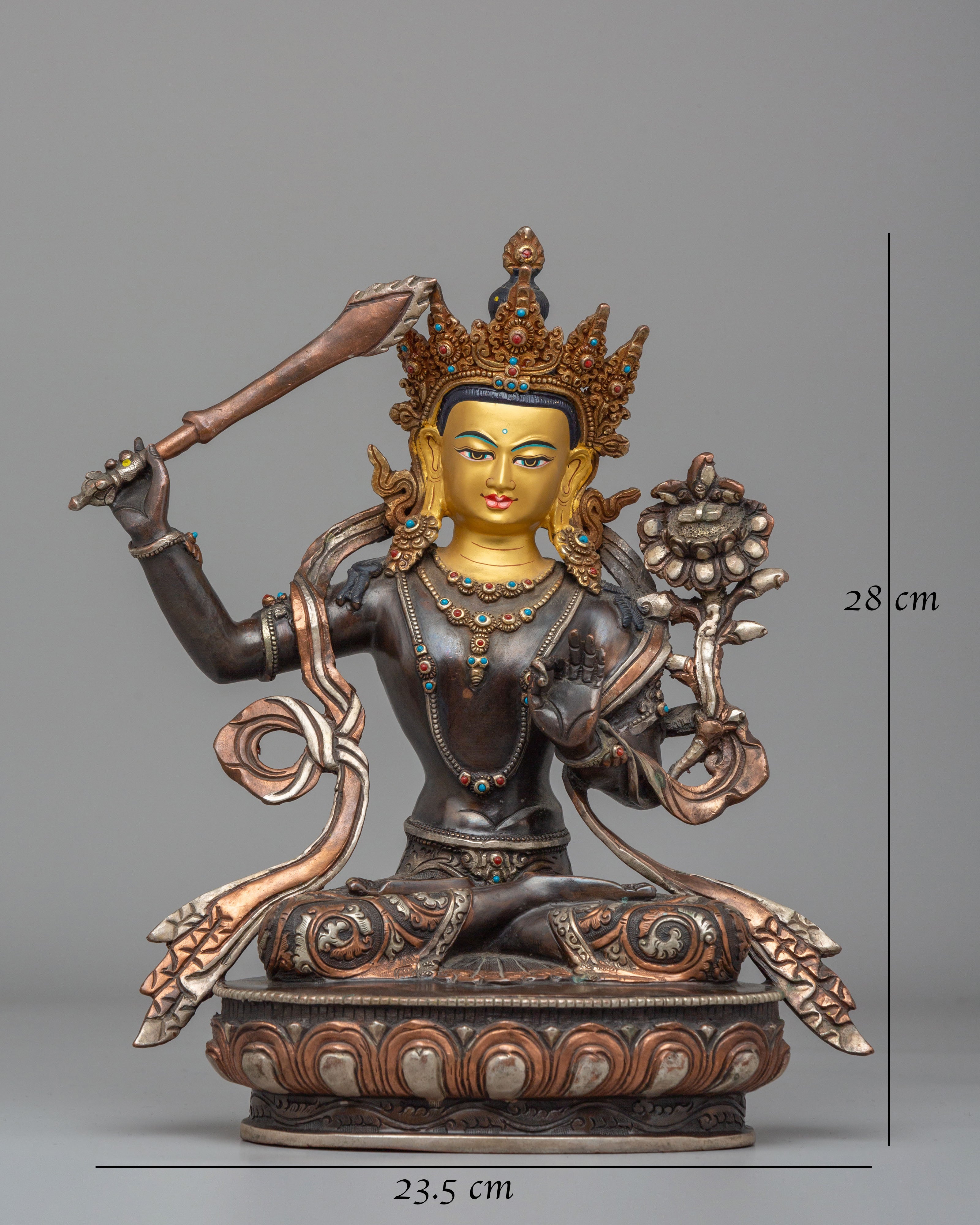 Tibetan Manjushri Wisdom Deity Statue | Sacred Sculpture for Meditation and Decor