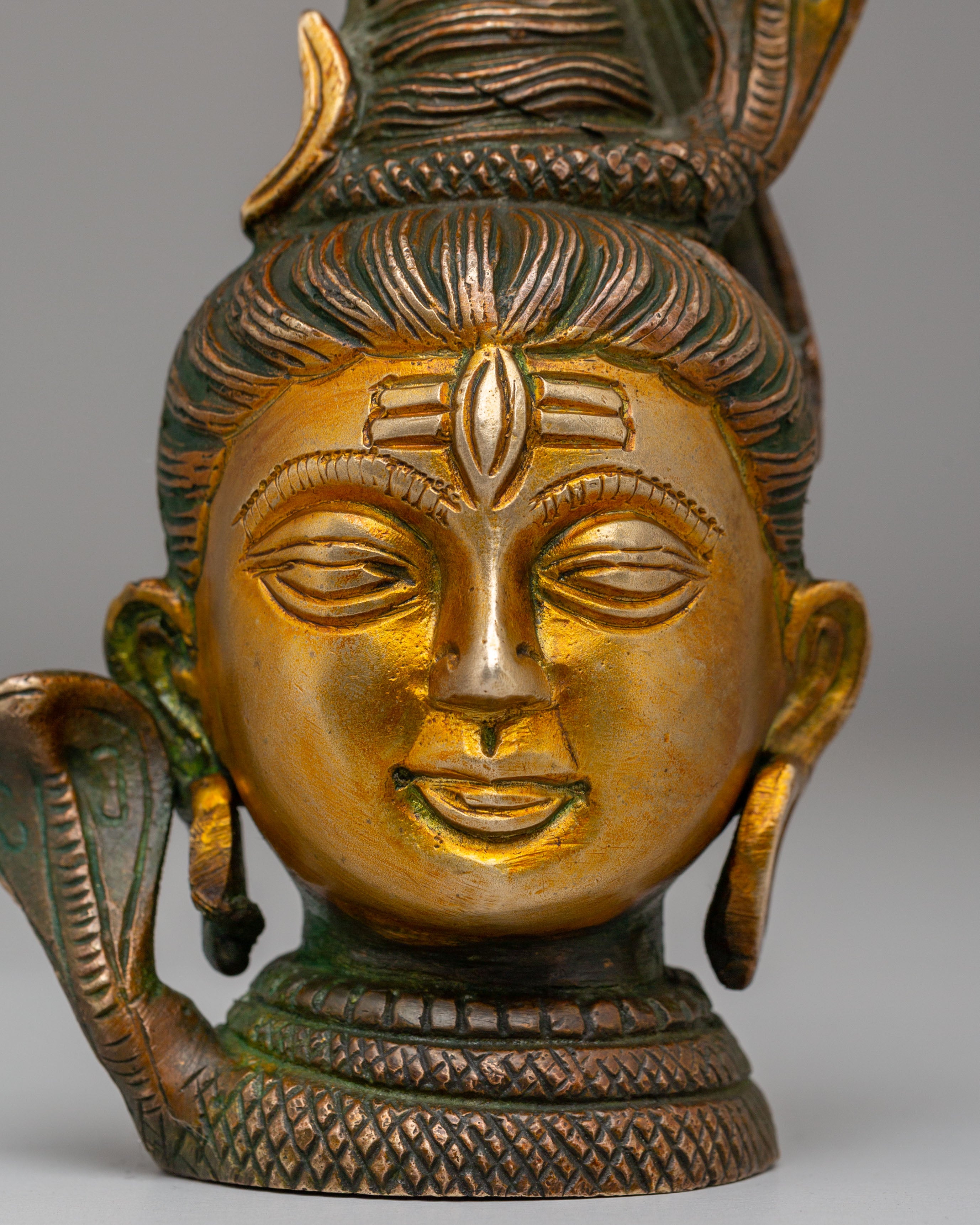 Handmade Shiva Head | Lord Shiva Brass Sculpture