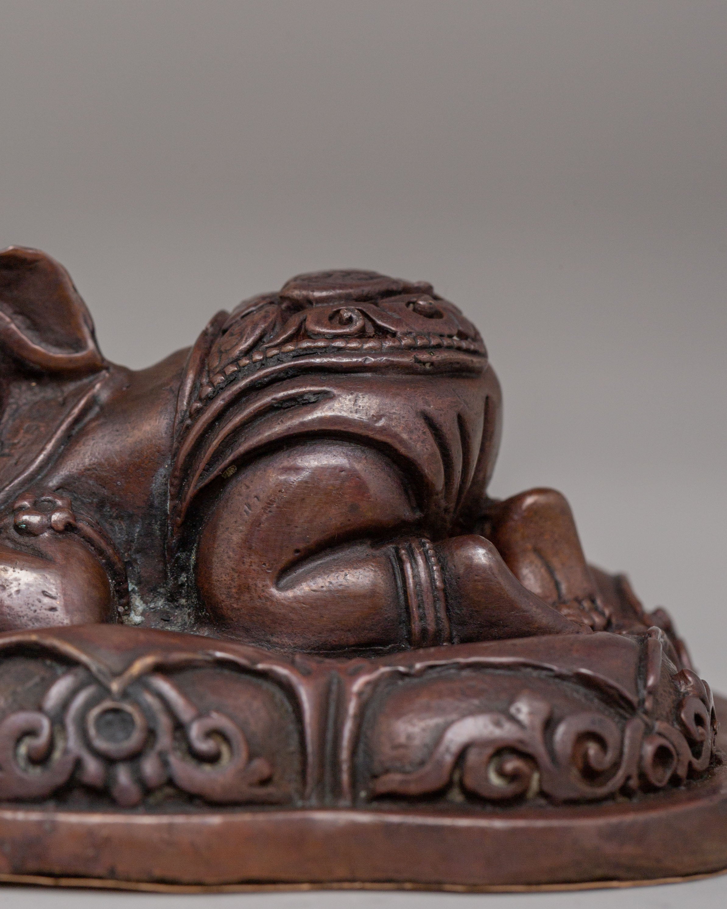 Himalayan Ganesha Deity Statue | Oxidized Copper Ganapati Sculpture
