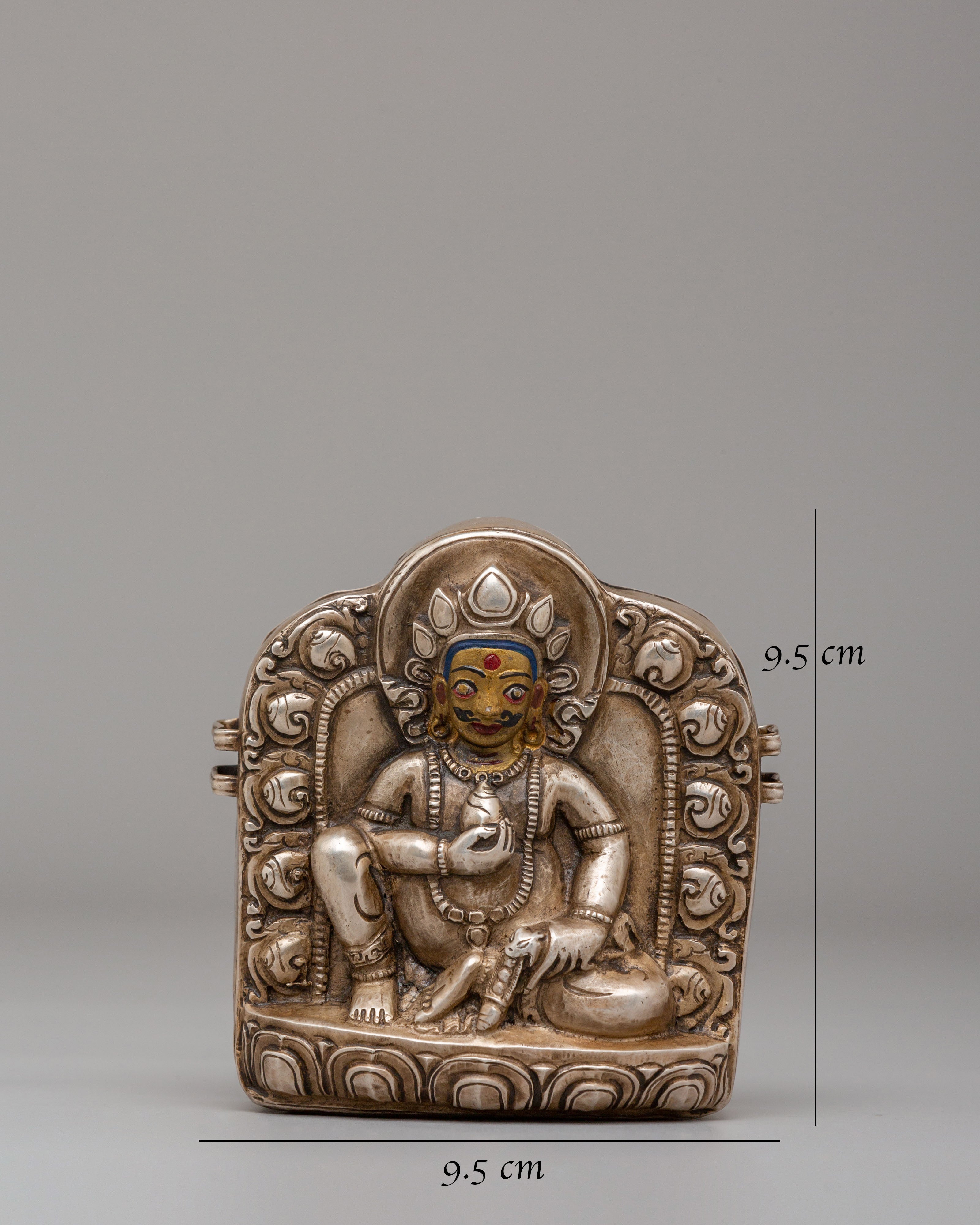 Spiritual Dzambhala Ghau Box | Silver Buddhist Treasure Box