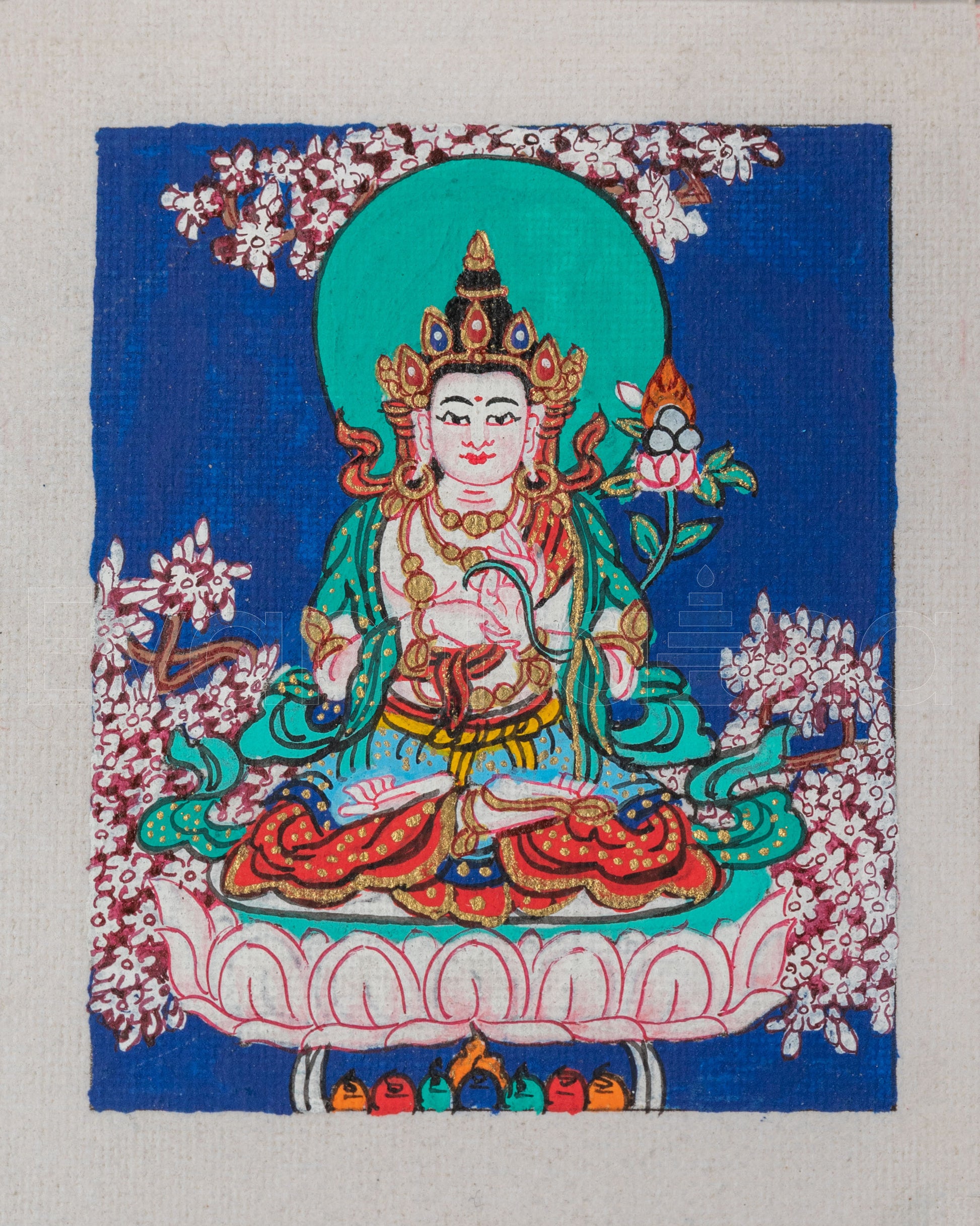 Jnanasattva Manjushri Handmade Thangka For Locket 