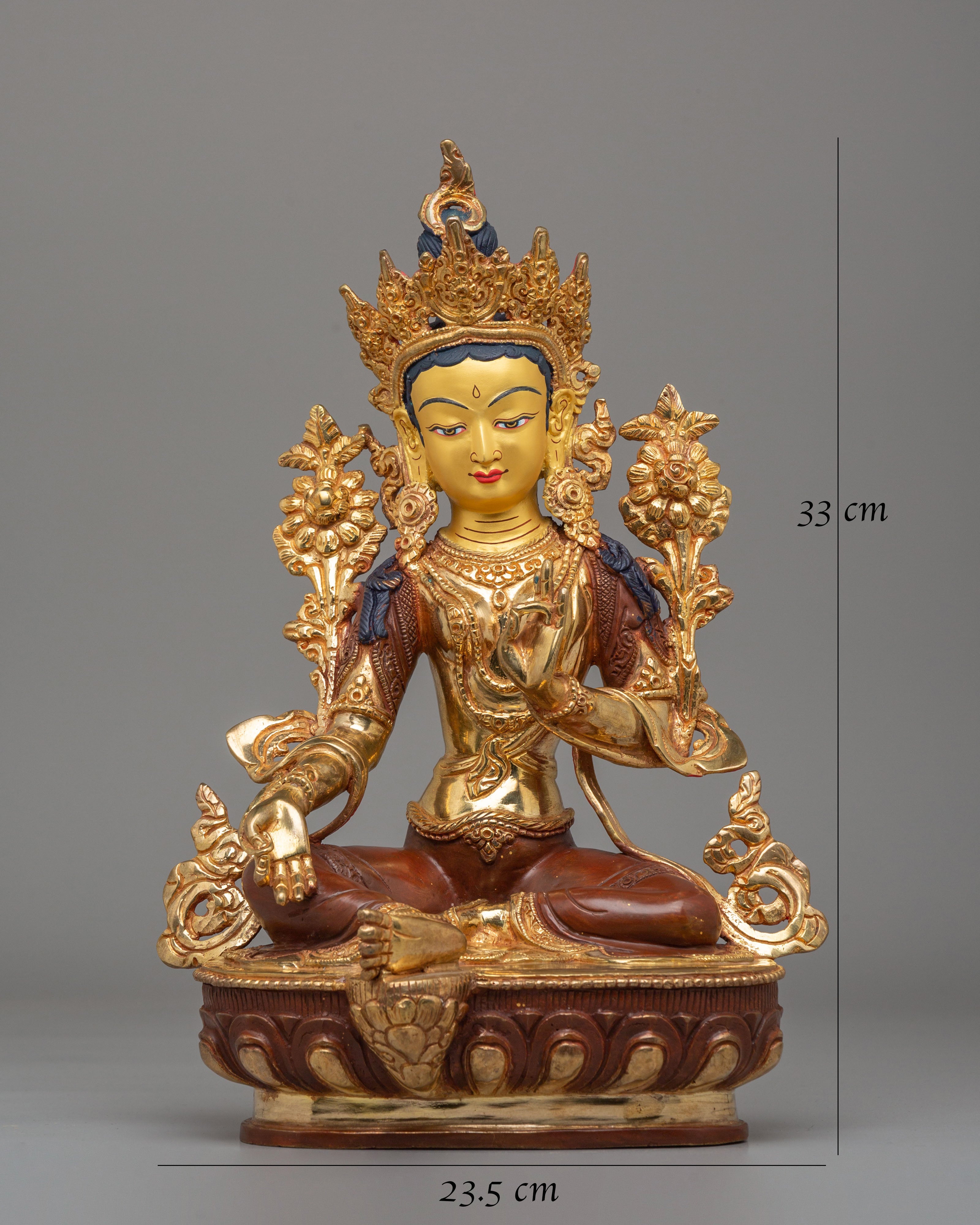 Spiritual Green Tara Protection Figure | Tibetan Statue for Meditation