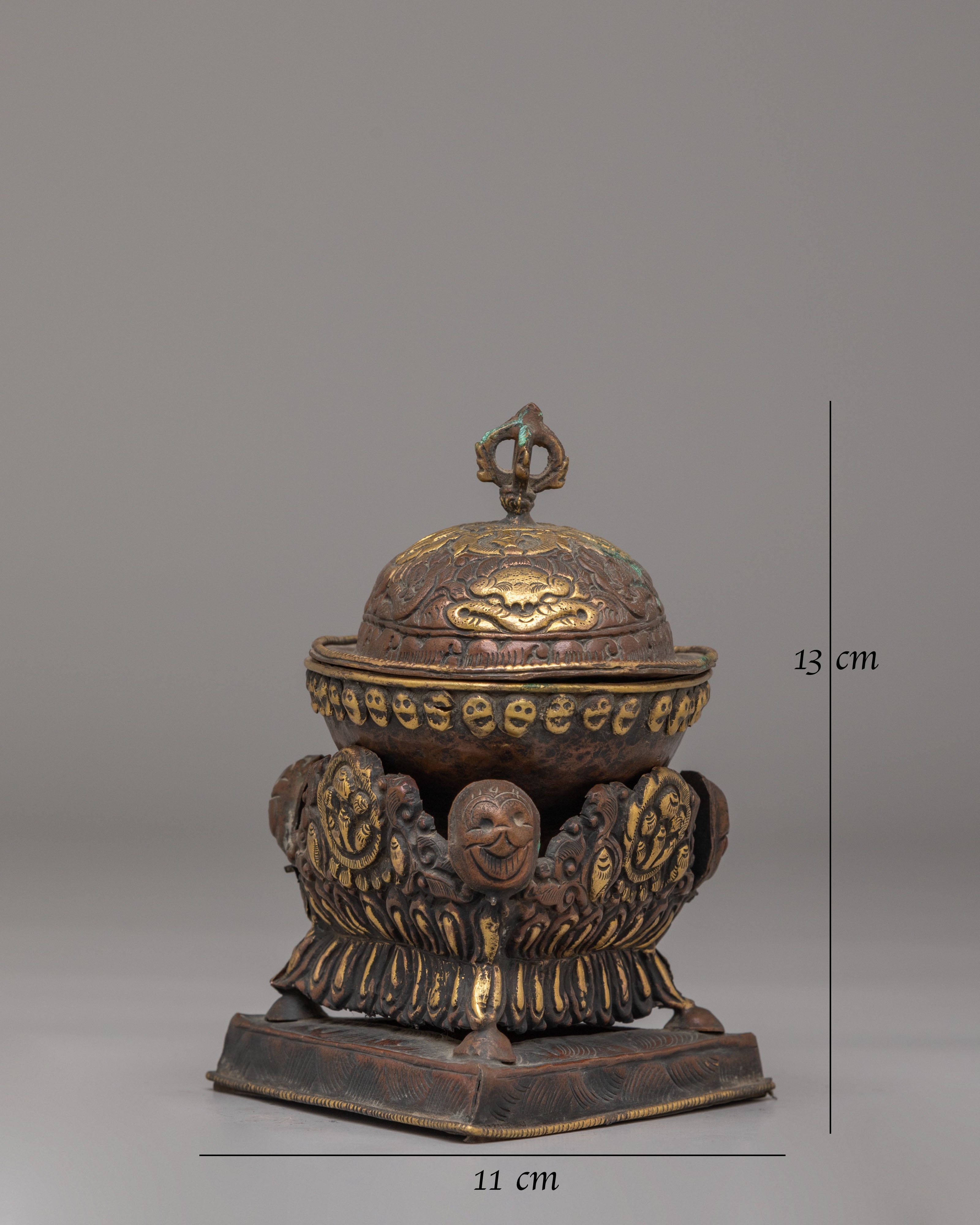 Decorative Buddhist Kapala Vessel | Tibetan Ritual Skull Cup