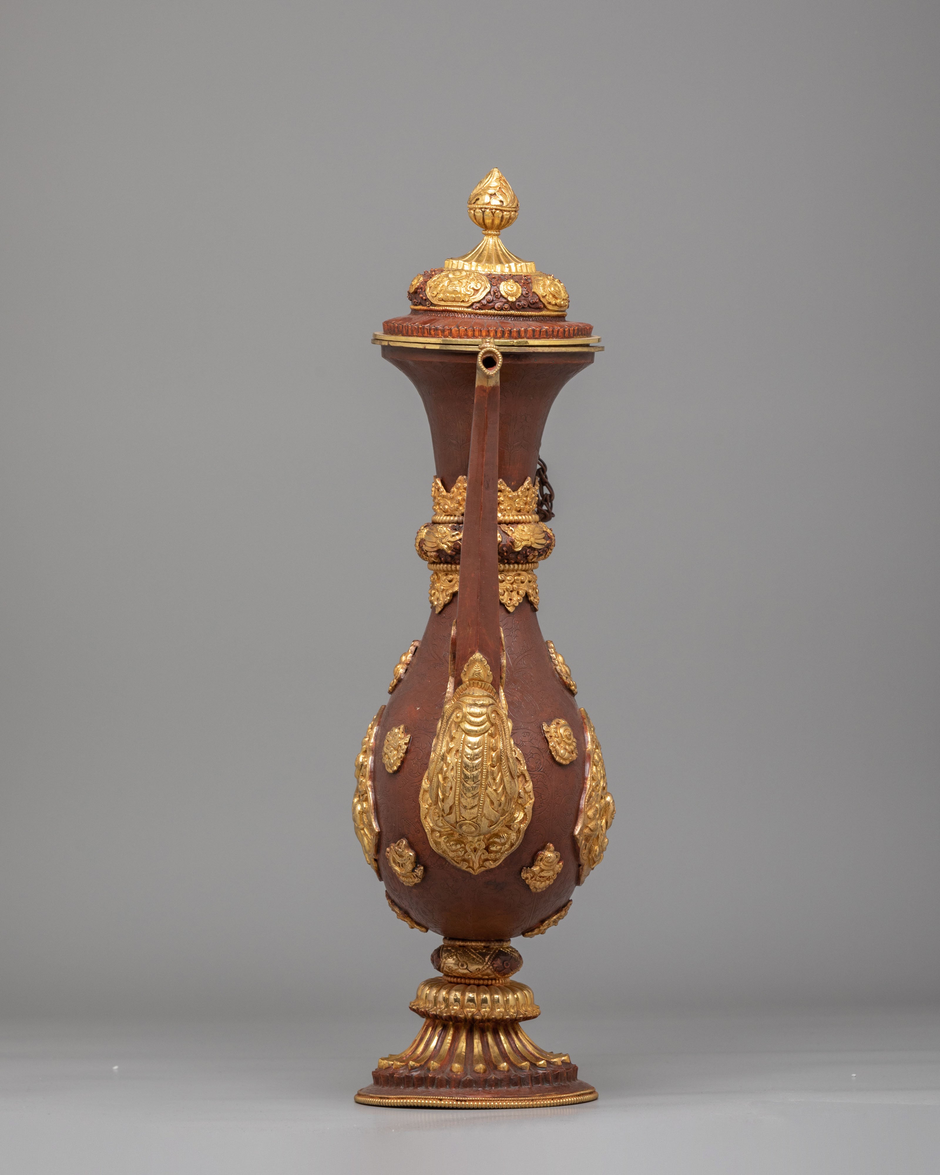 Sacred Ewer Ceremonial Vessel | Gold Plated Copper Himalayan Ritual Artwork