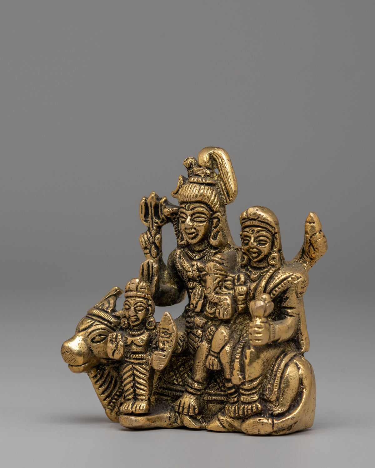 Sacred Shiva Family Statue | Divine Hindu Deity Sculpture