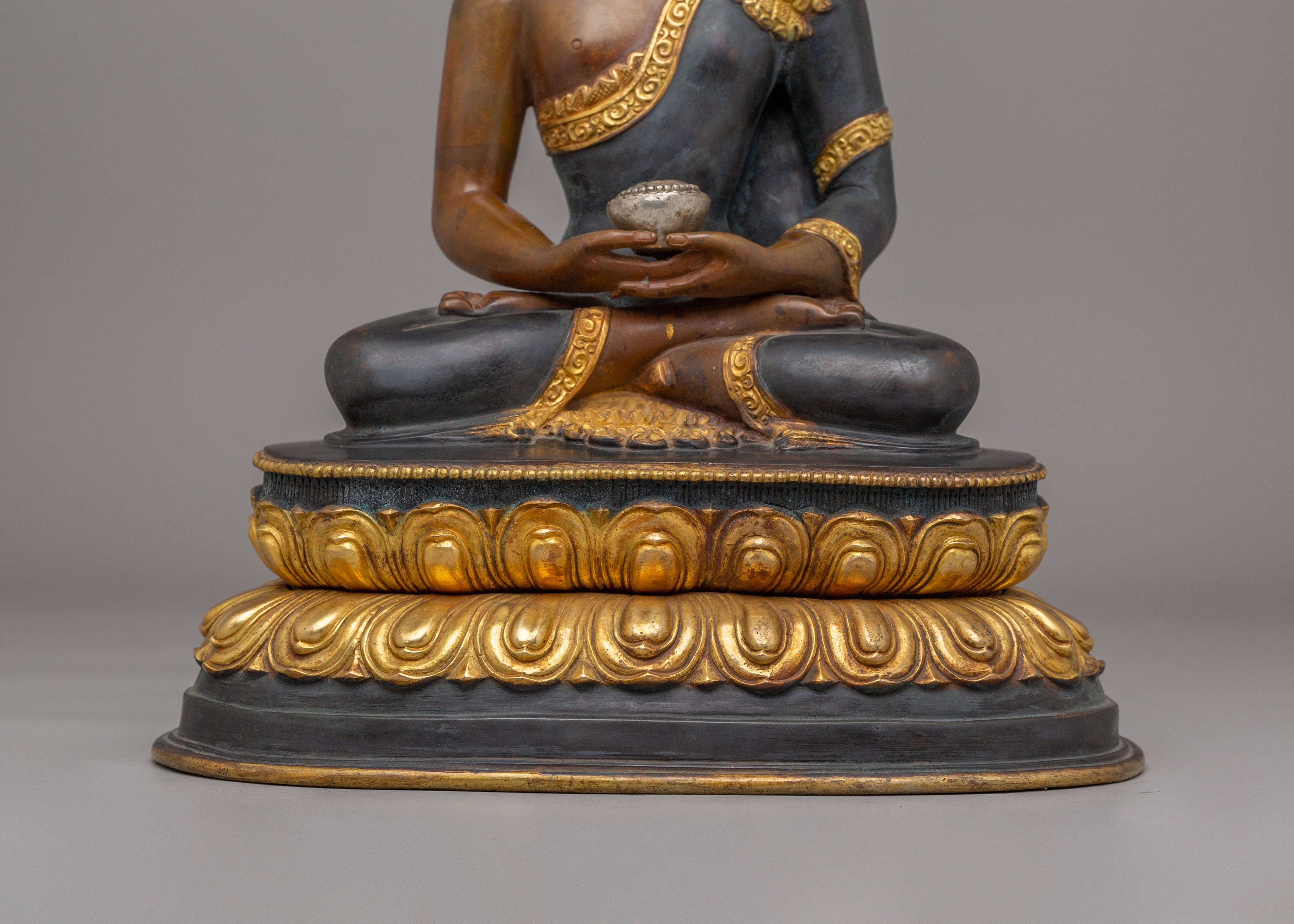 Long Life Amitabha Buddha Statue | 24K Gold Plated Copper Sculpture