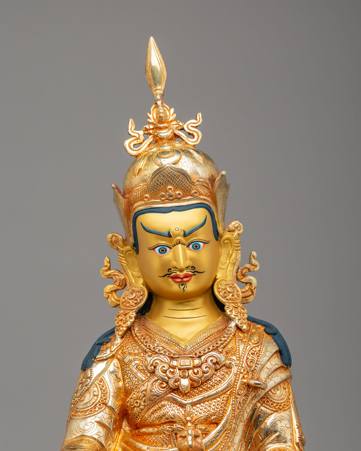 Traditional Guru Rinpoche Sculpture | Handmade Tibetan Deity Statue