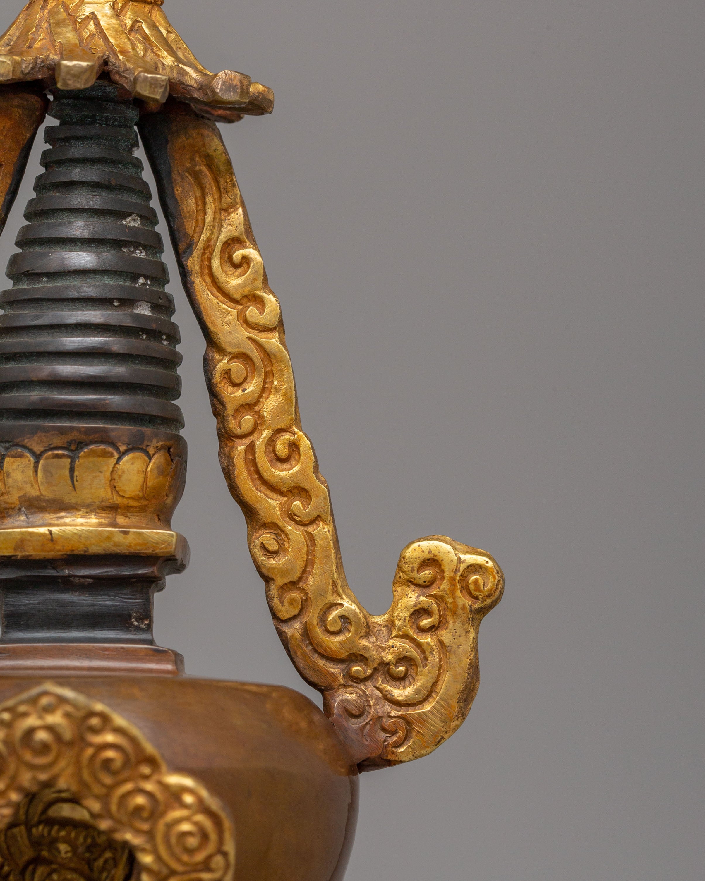 Sacred Lotus Blossom Stupa for Altar | Tibetan Buddhist Shrine Decor