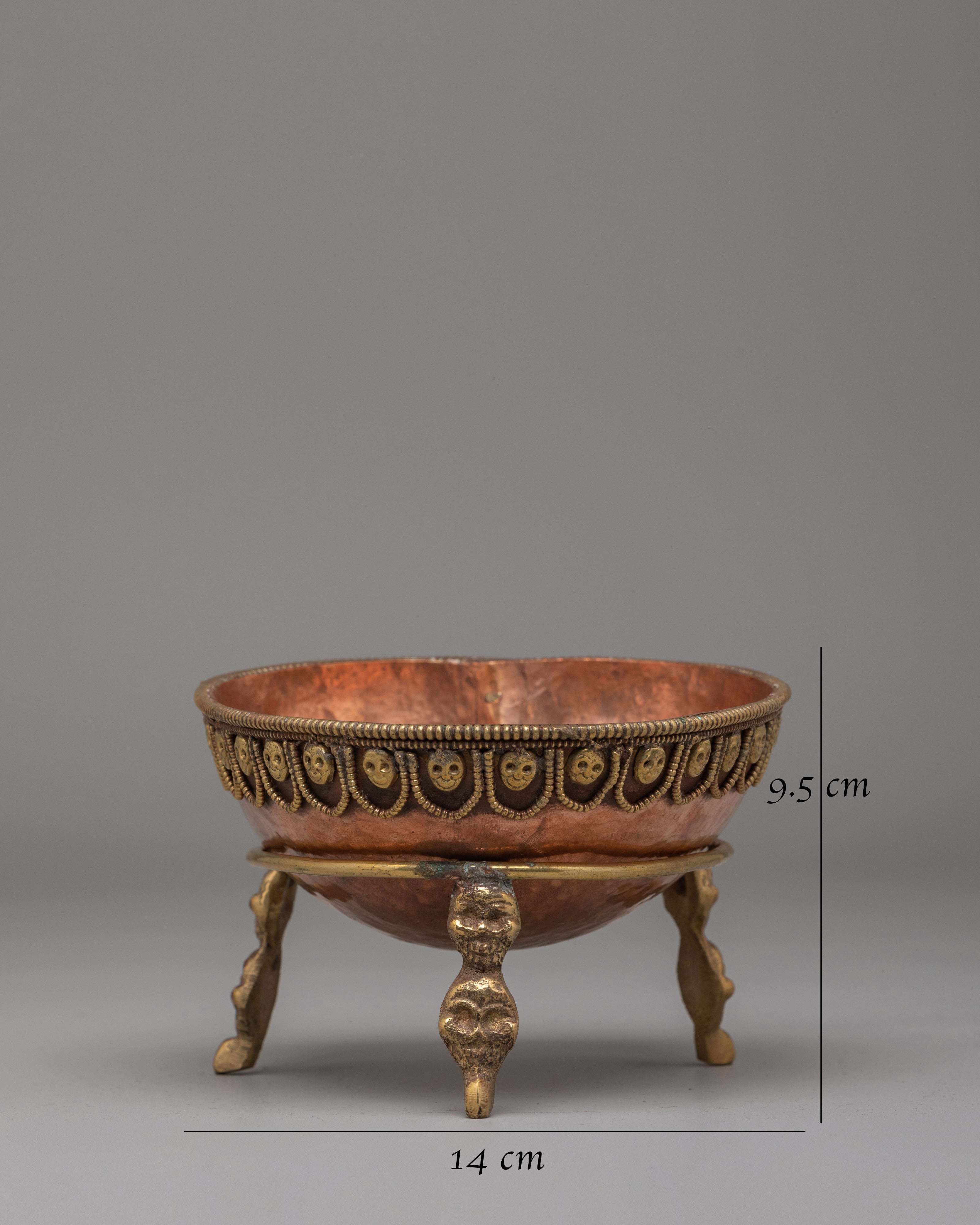 Tibetan Kapala Skull Cup With Stand | Ritual Offerings and Altar Decor