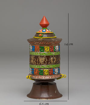 Traditional Tibetan Mantra Wheel | Handcrafted Prayer Wheel