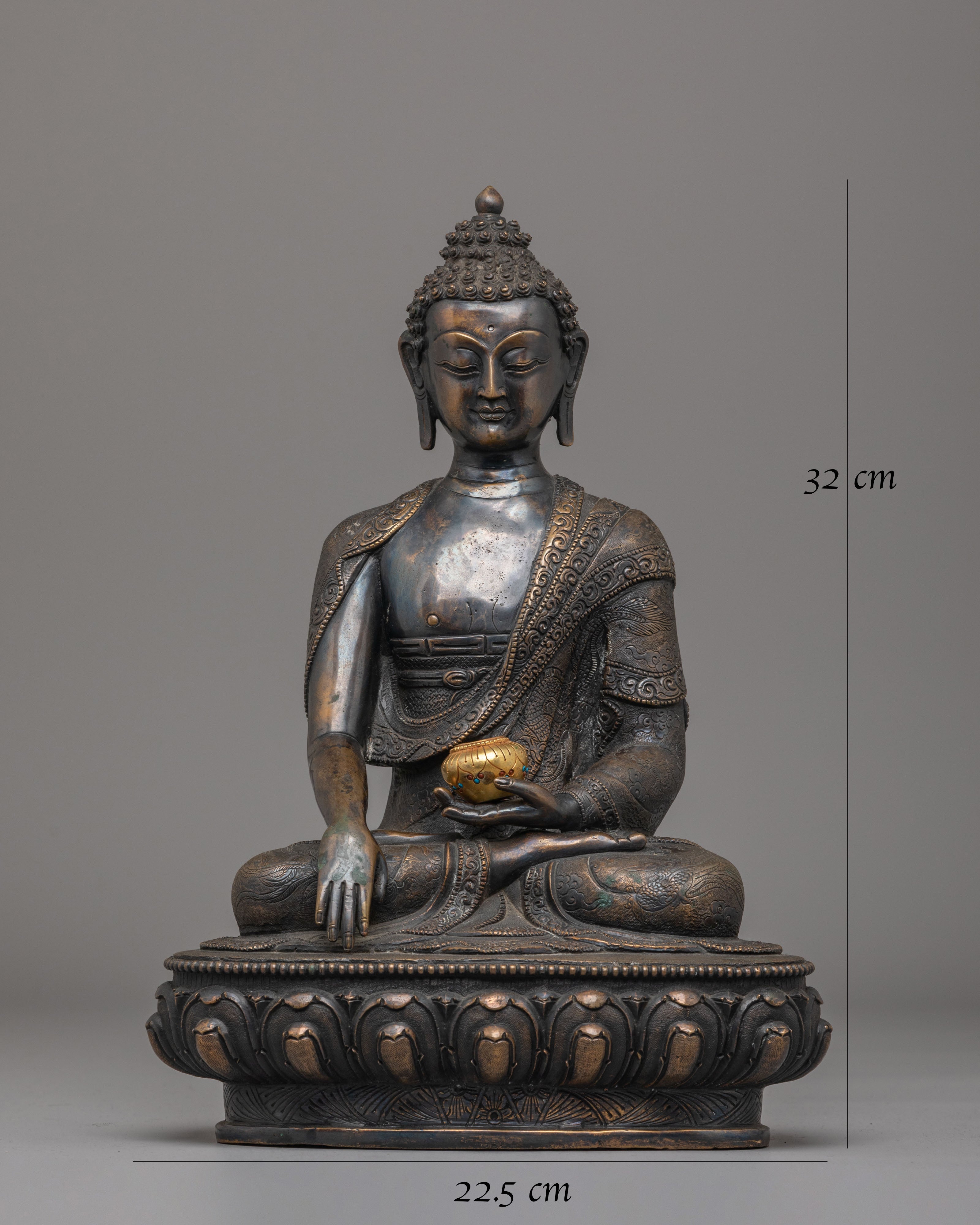 Traditional Himalayan Shakyamuni Buddha Figure | Artwork for Spiritual Decor